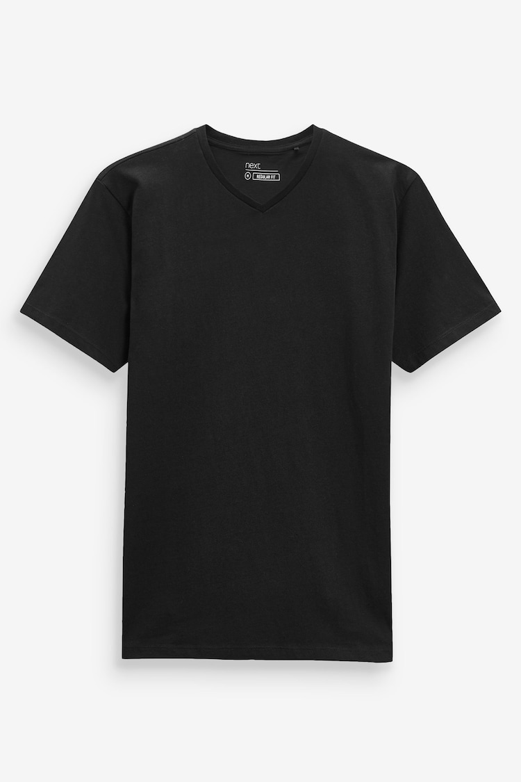Schwarz - Reguläre Passform - Essential T-Shirt mit V-Ausschnitt - Image 1 of 1
