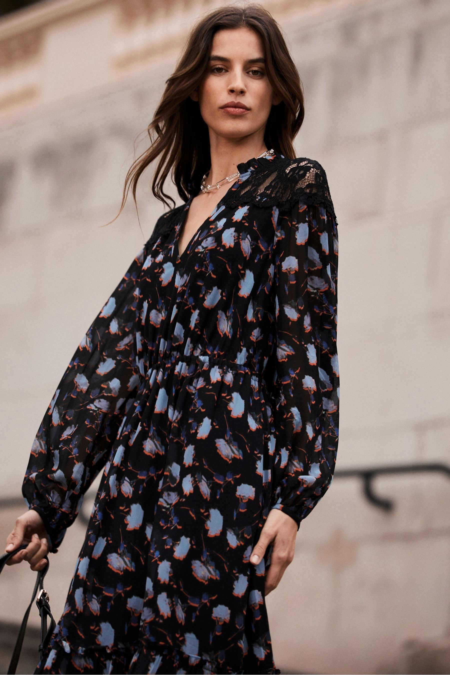 Buy Mint Velvet Blue Floral Print Maxi Dress from the Next UK online shop