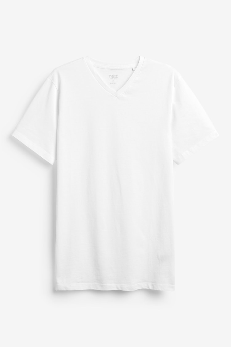 Weiß - Schmale Passform - Essential T-Shirt mit V-Ausschnitt - Bild 1 von 1
