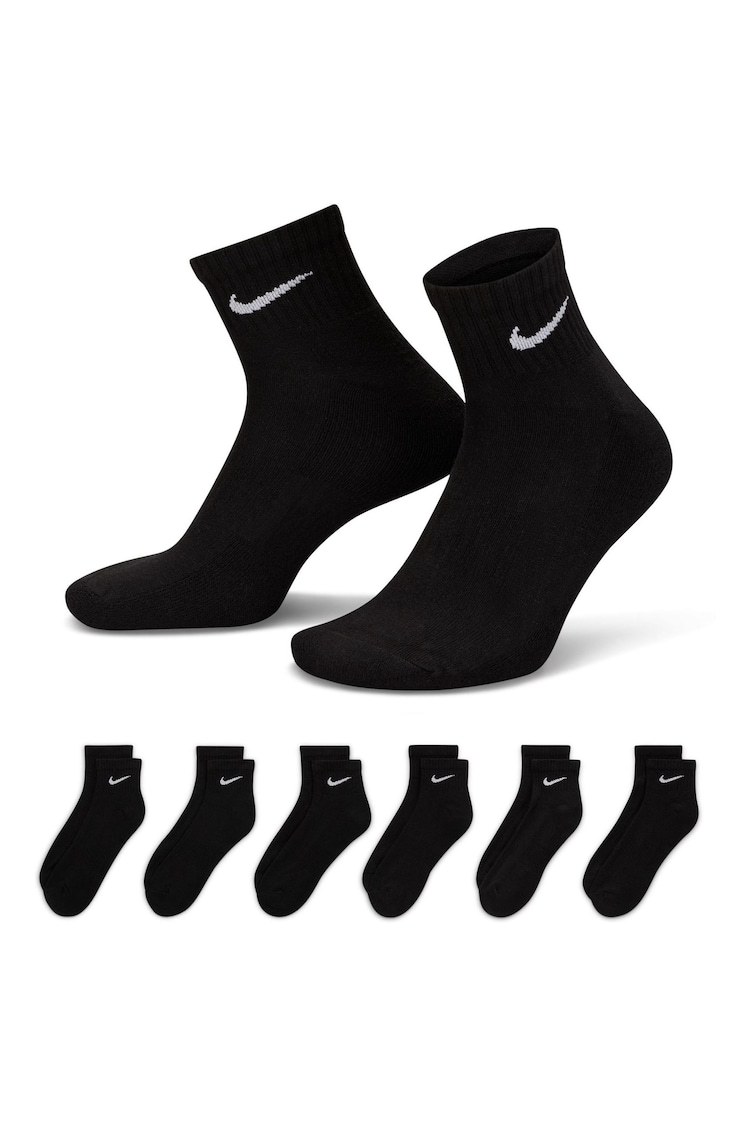 Nike Black Ankle Everyday Cushioned Socks 6 Pack - Image 1 of 1