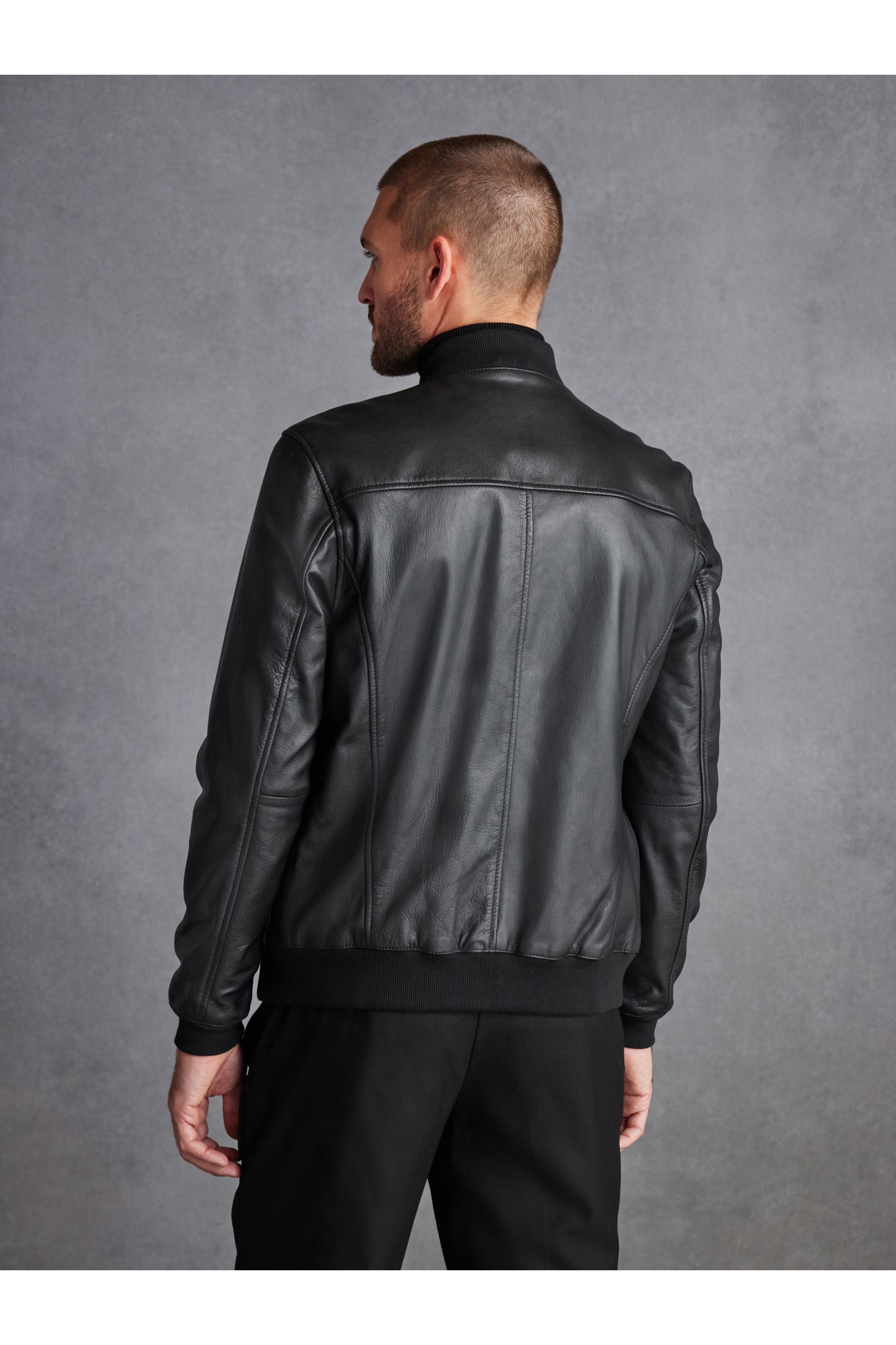 Buy Black Signature Leather Bomber Jacket from the Next UK online shop