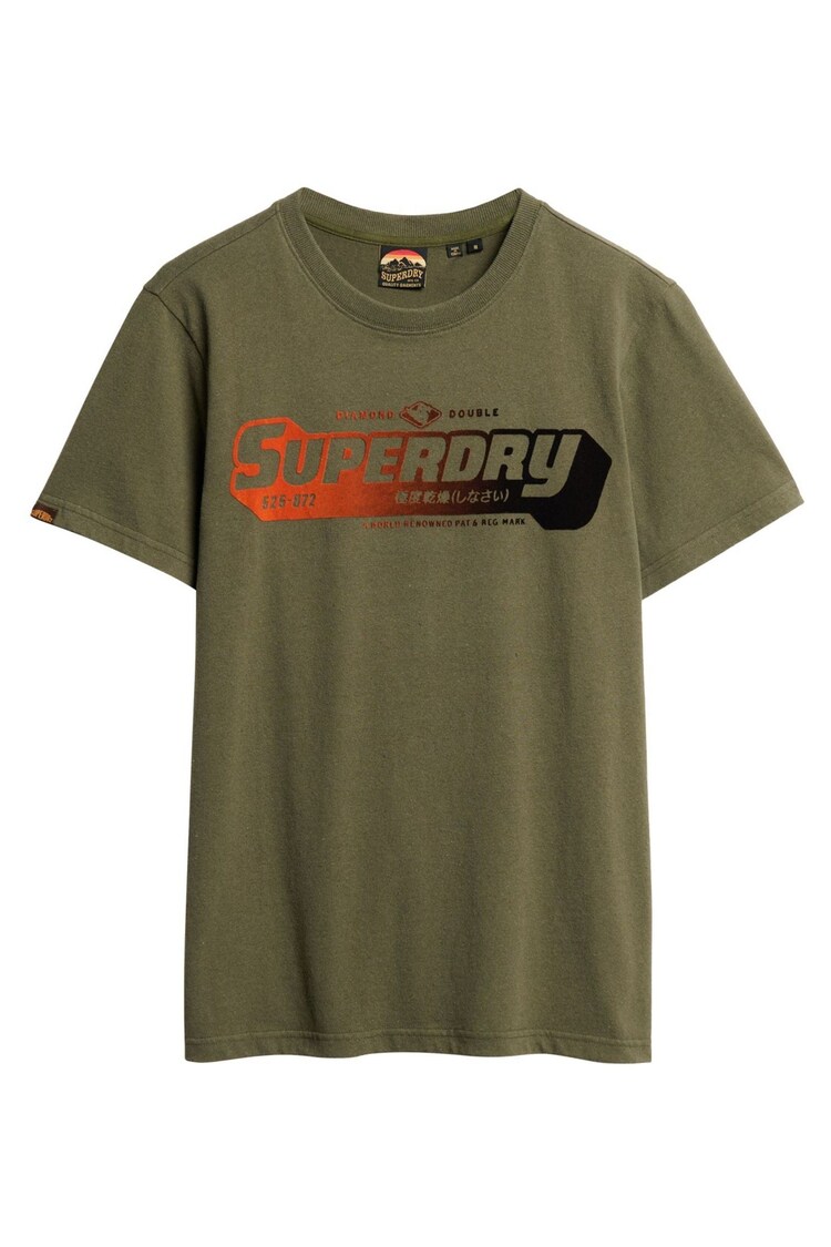 Verde caqui - Camiseta con diseño gráfico desgastado en relieve de Superdry - Imagen 1 de 1