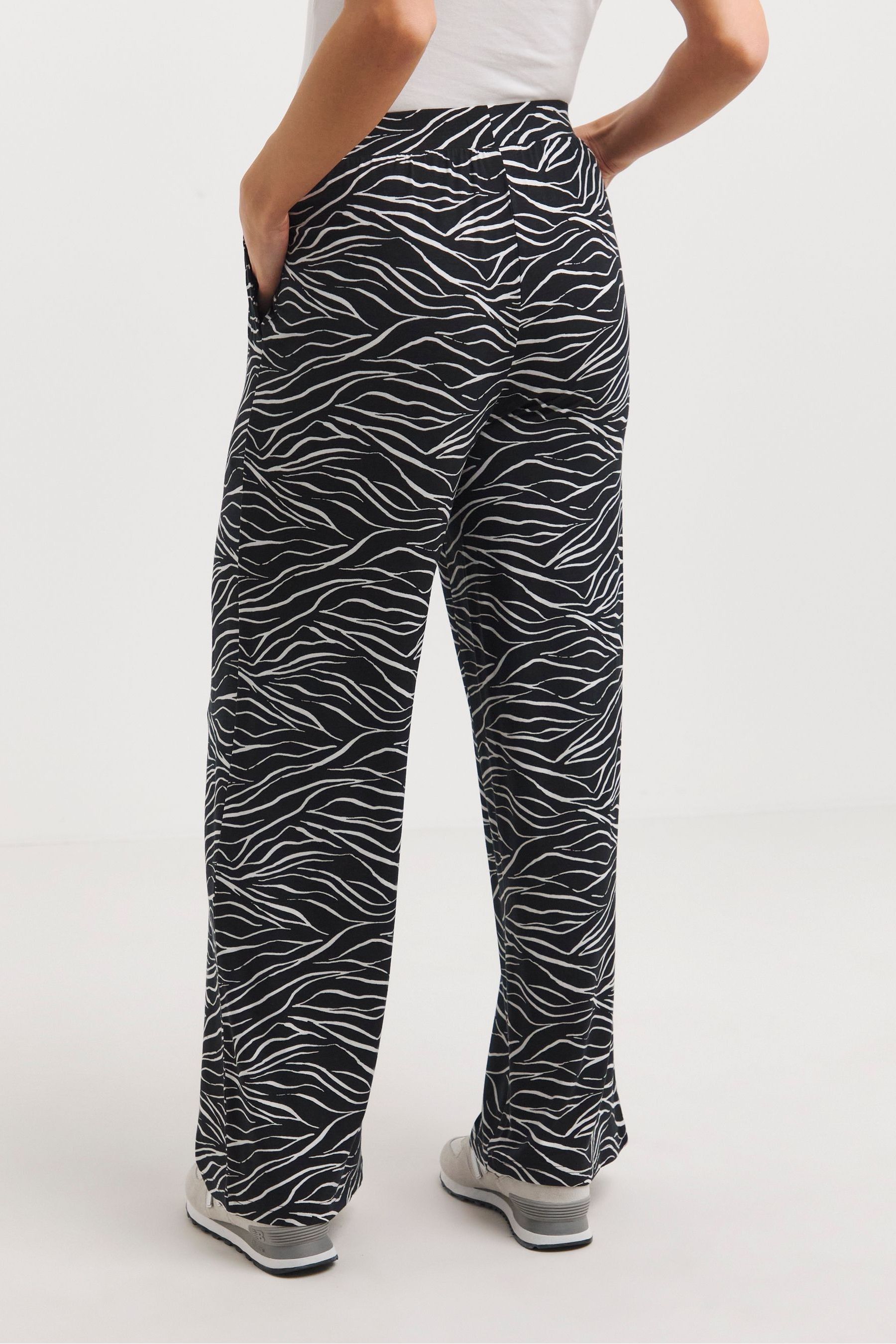 Buy JD Williams Black Mono Print Jersey Wide Leg Trousers from the Next ...