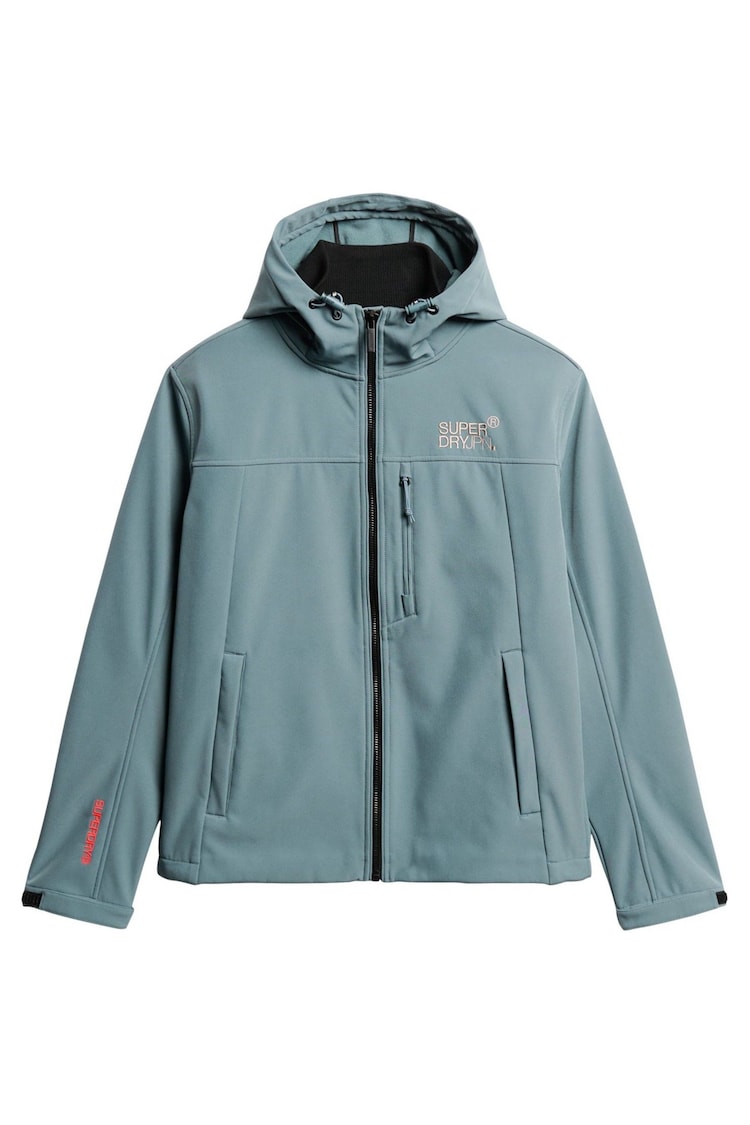 Superdry Stormy Blue Hooded Soft Shell Trekker Jacket - Image 1 of 1
