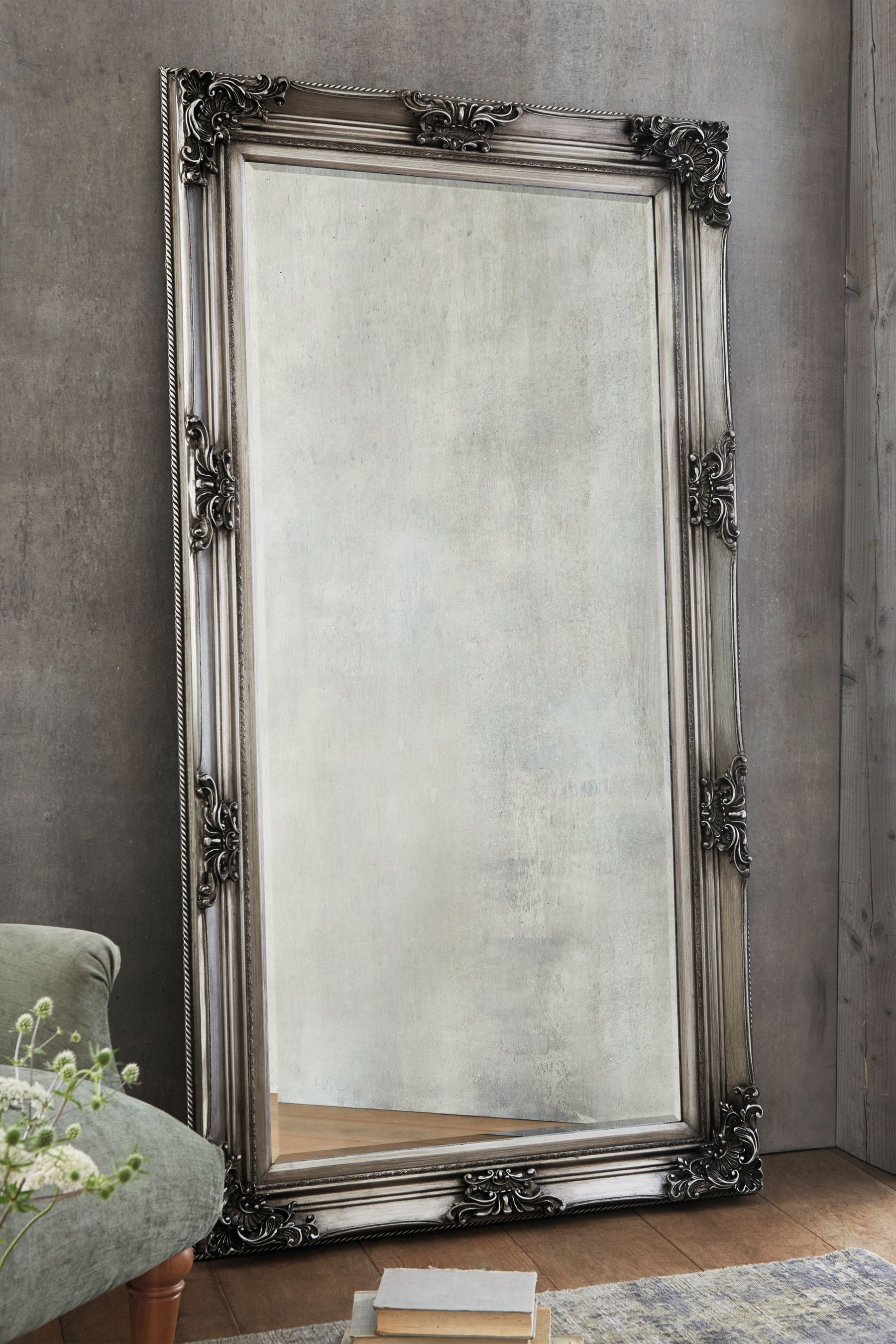 Buy Gallery Home Pewter Grey Isabella Floor Mirror By Gallery from the