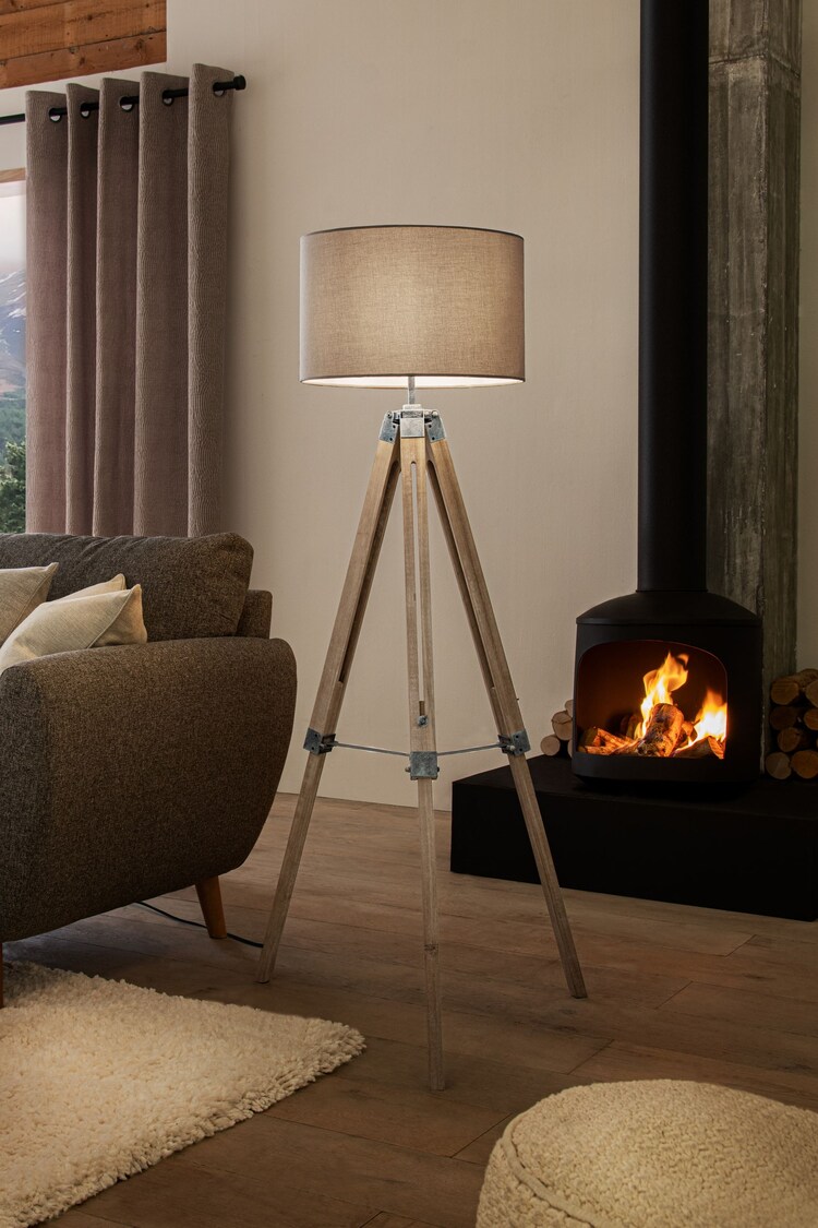 Grey Bronx Wood Tripod Floor Lamp - Image 1 of 1