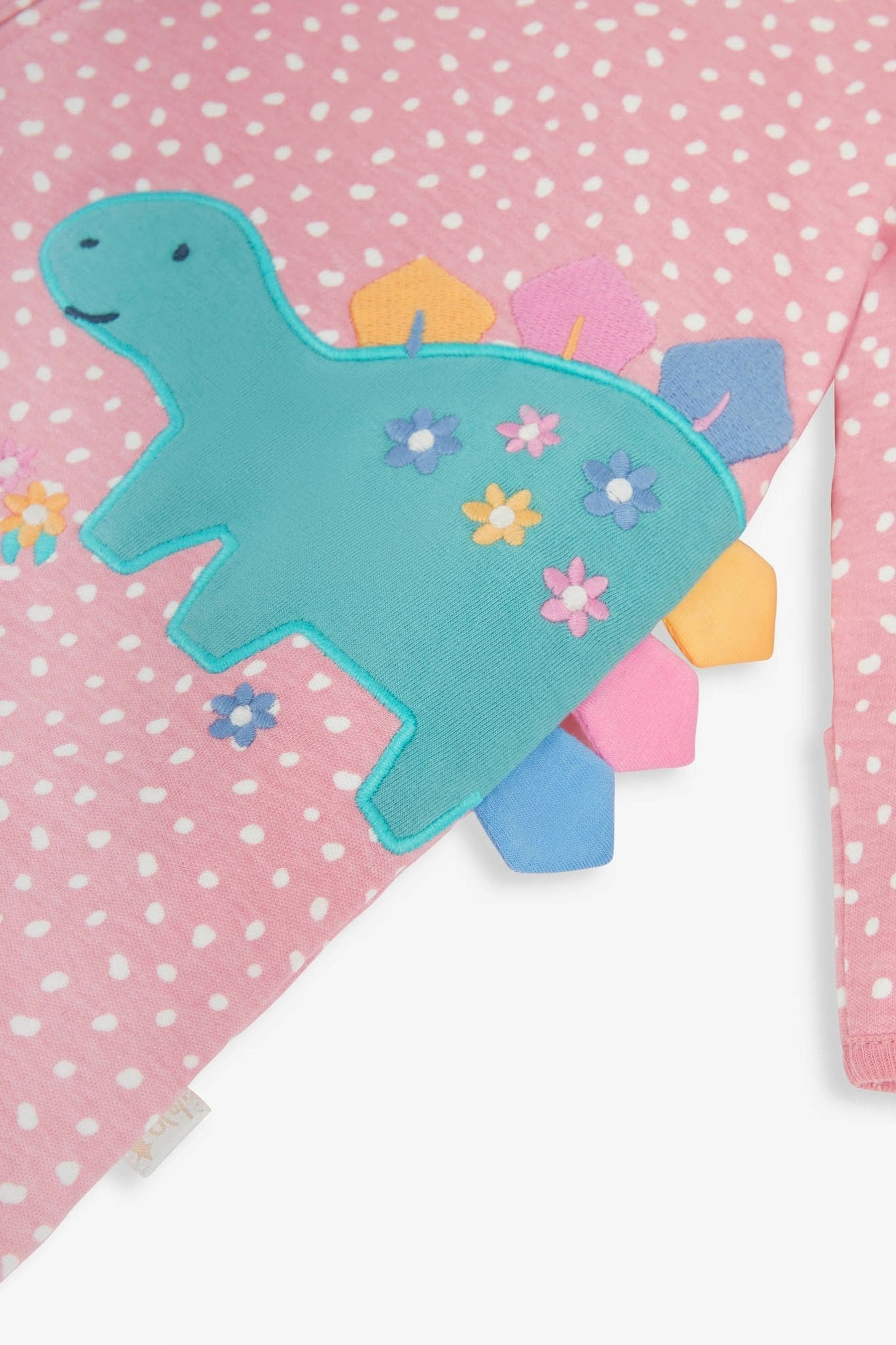 Buy JoJo Maman Bébé Pink Dino Appliqué Zip Cotton Baby Sleepsuit from