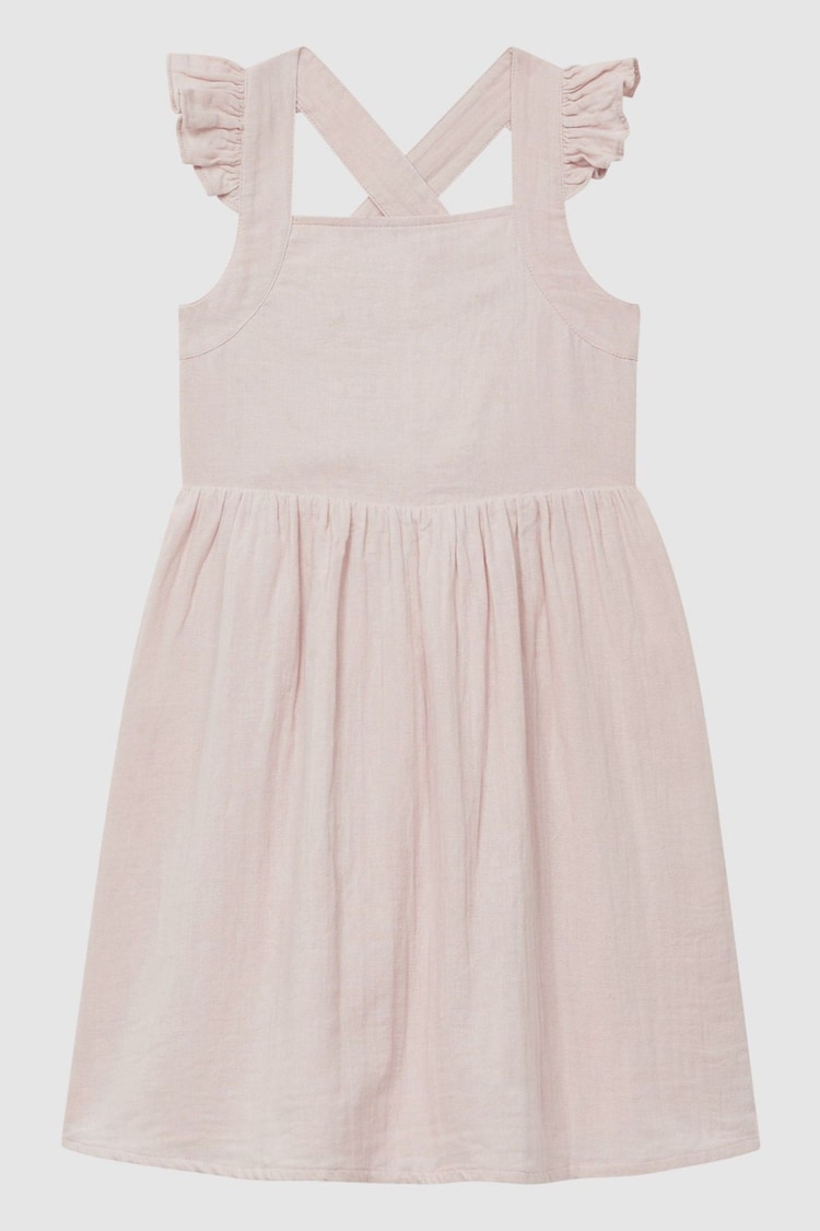 Reiss Pink Cerys 9-12 yrs Cotton Cross Back Dress - Image 1 of 1