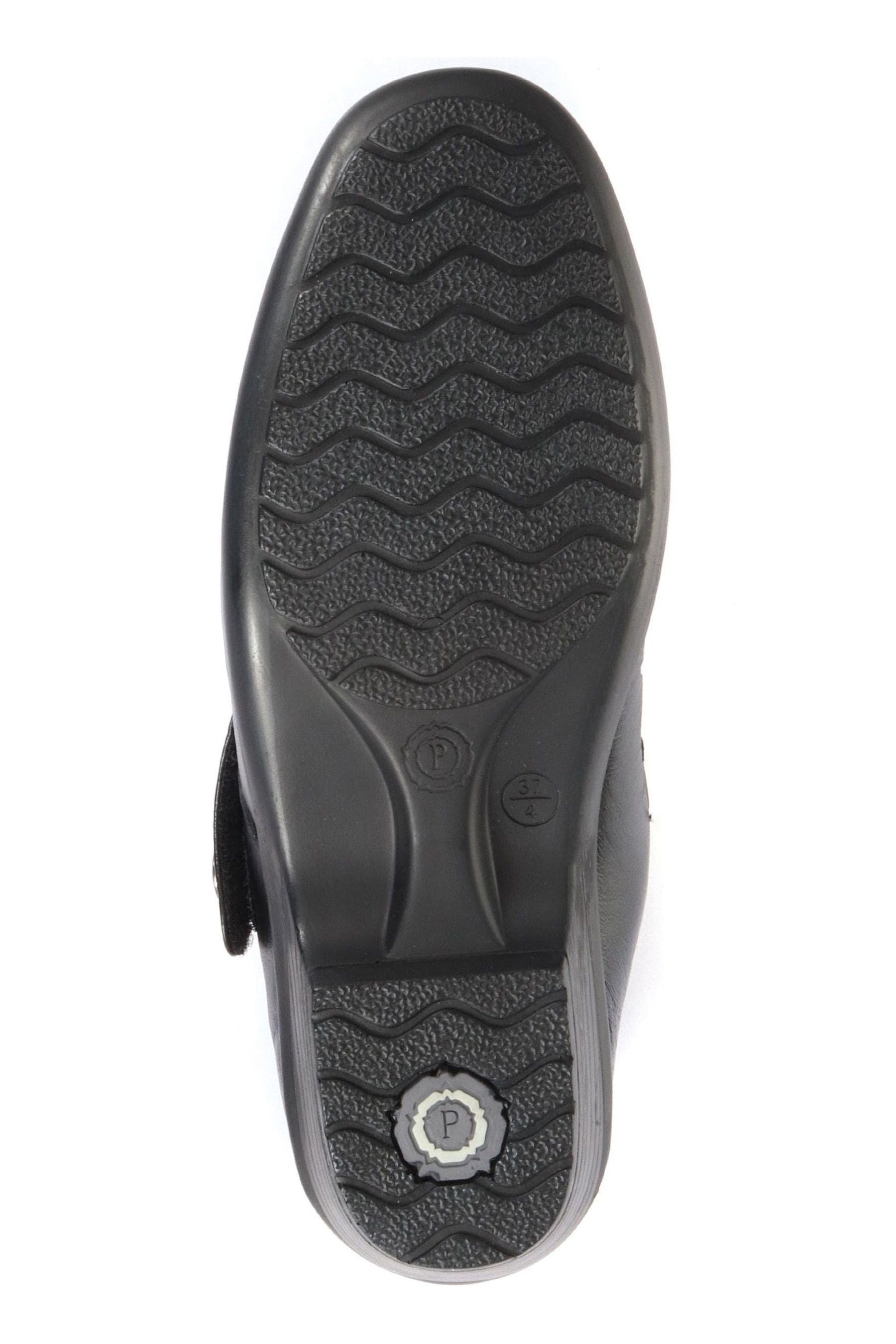 Buy Pavers Black Wide Fit Leather Mary Jane Shoes With Split Strap from