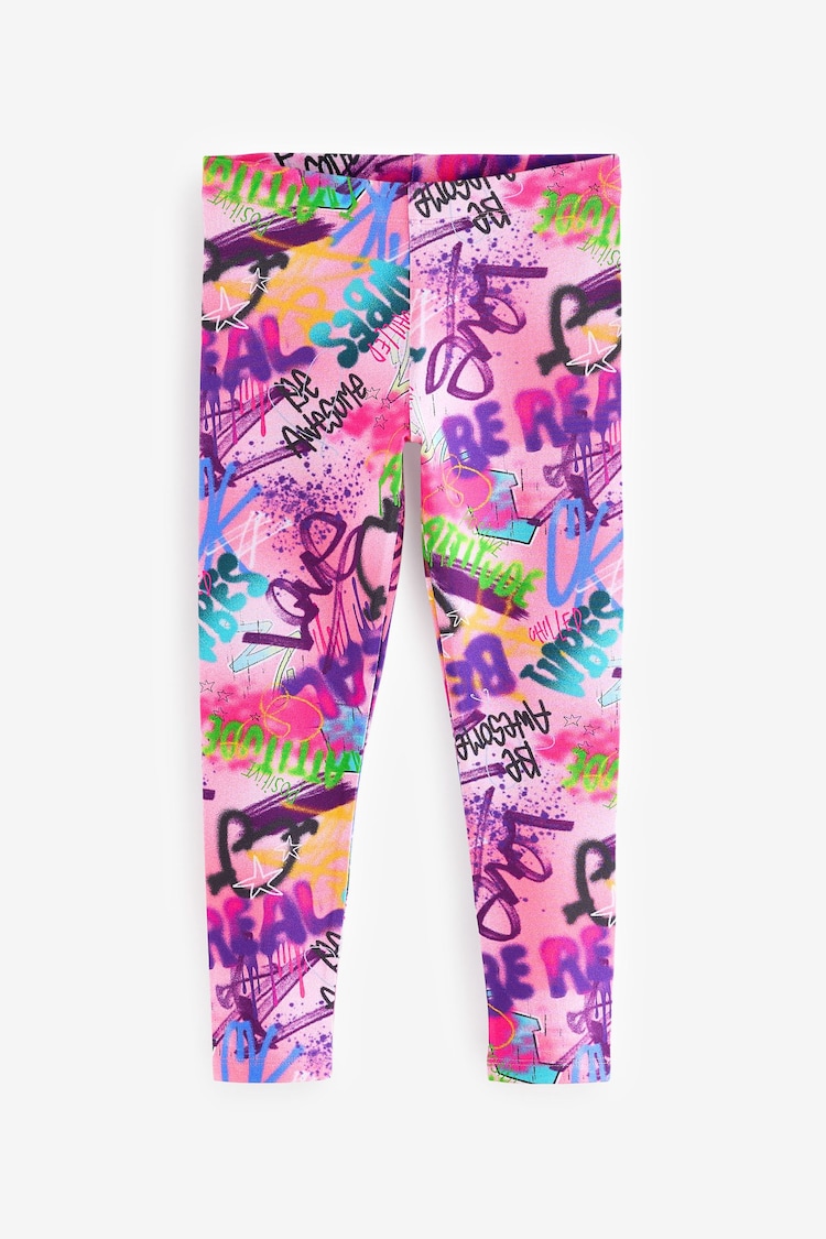 Pink Graffiti Printed Leggings (3-16yrs) - Image 1 of 1
