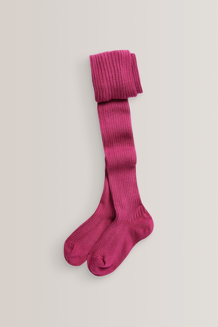 Magenta Pink Cotton Rich Rib Tights - Image 1 of 1