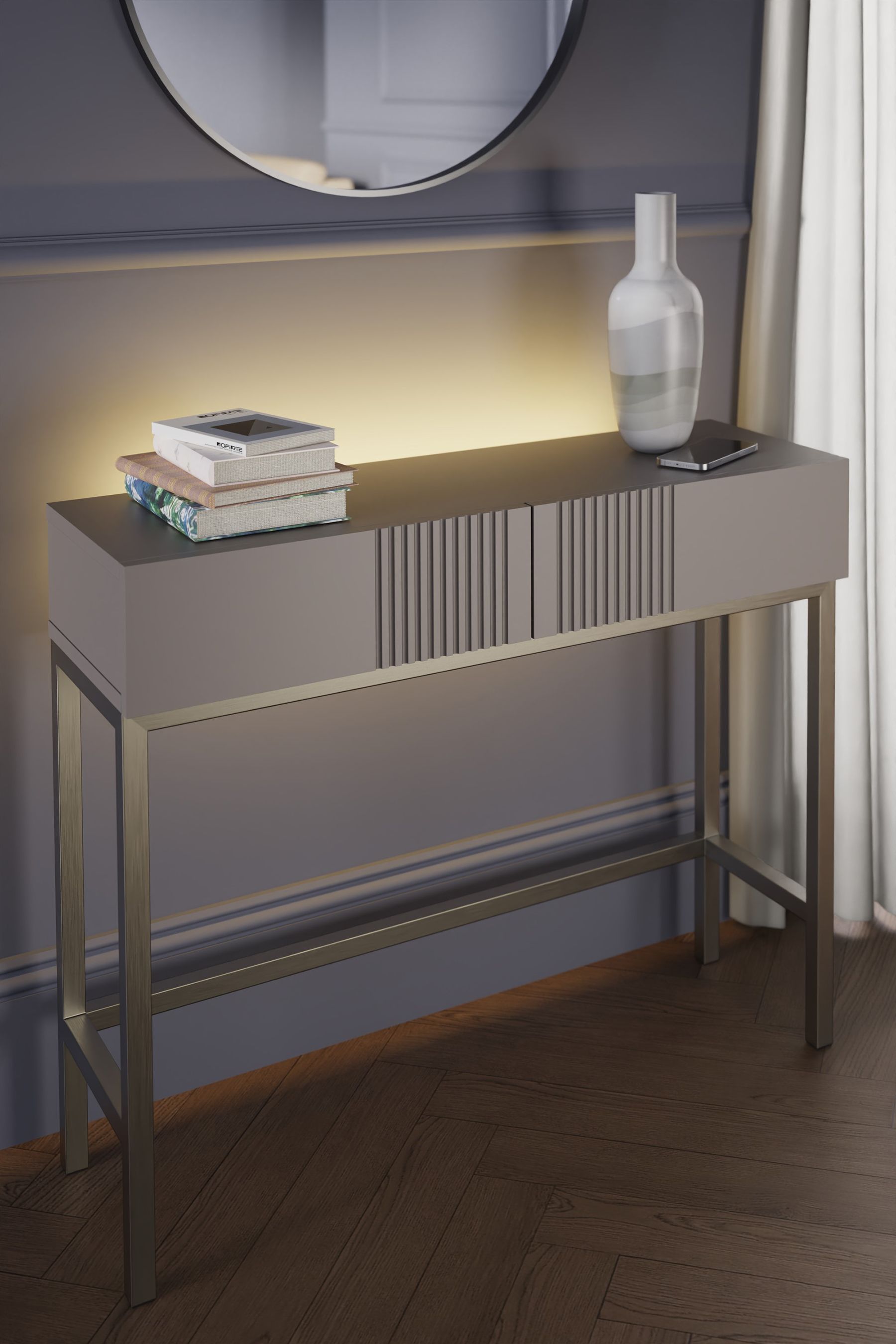 Buy Frank Olsen Grey Iona 2 Drawer Console Table with Smart Features