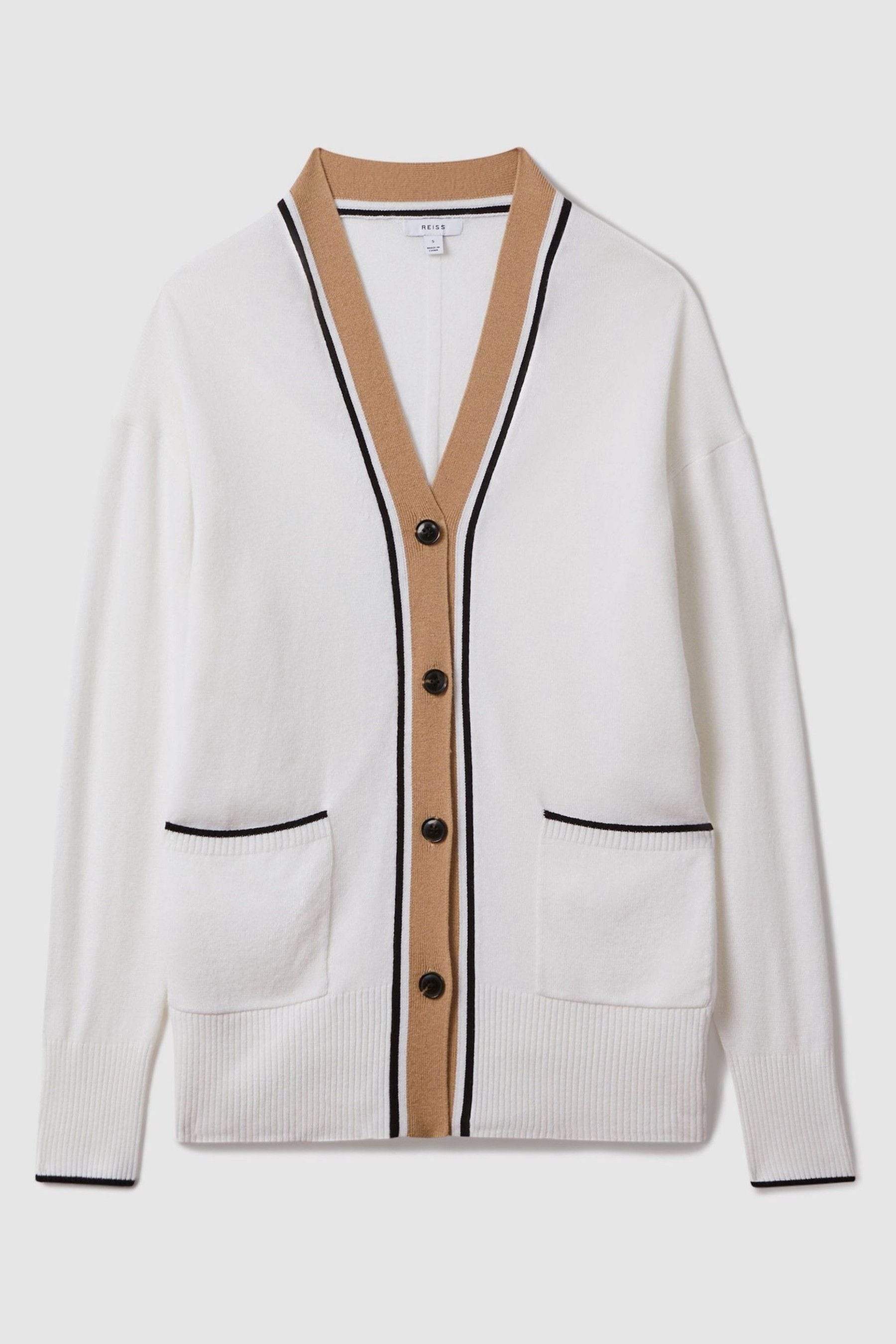Wool Blend Contrast Trim Button Cardigan main image 0