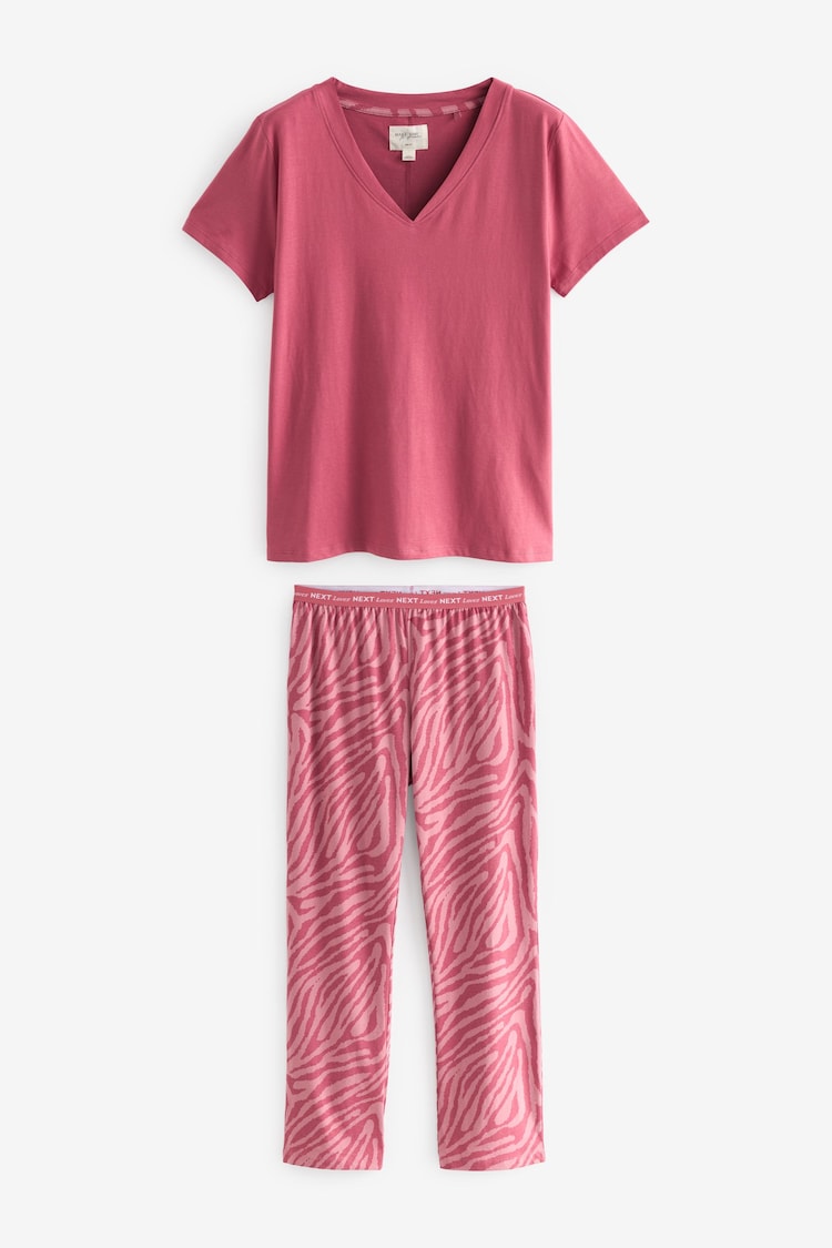 Pink Zebra Print 100% Cotton Short Sleeve Pyjamas - Image 1 of 1