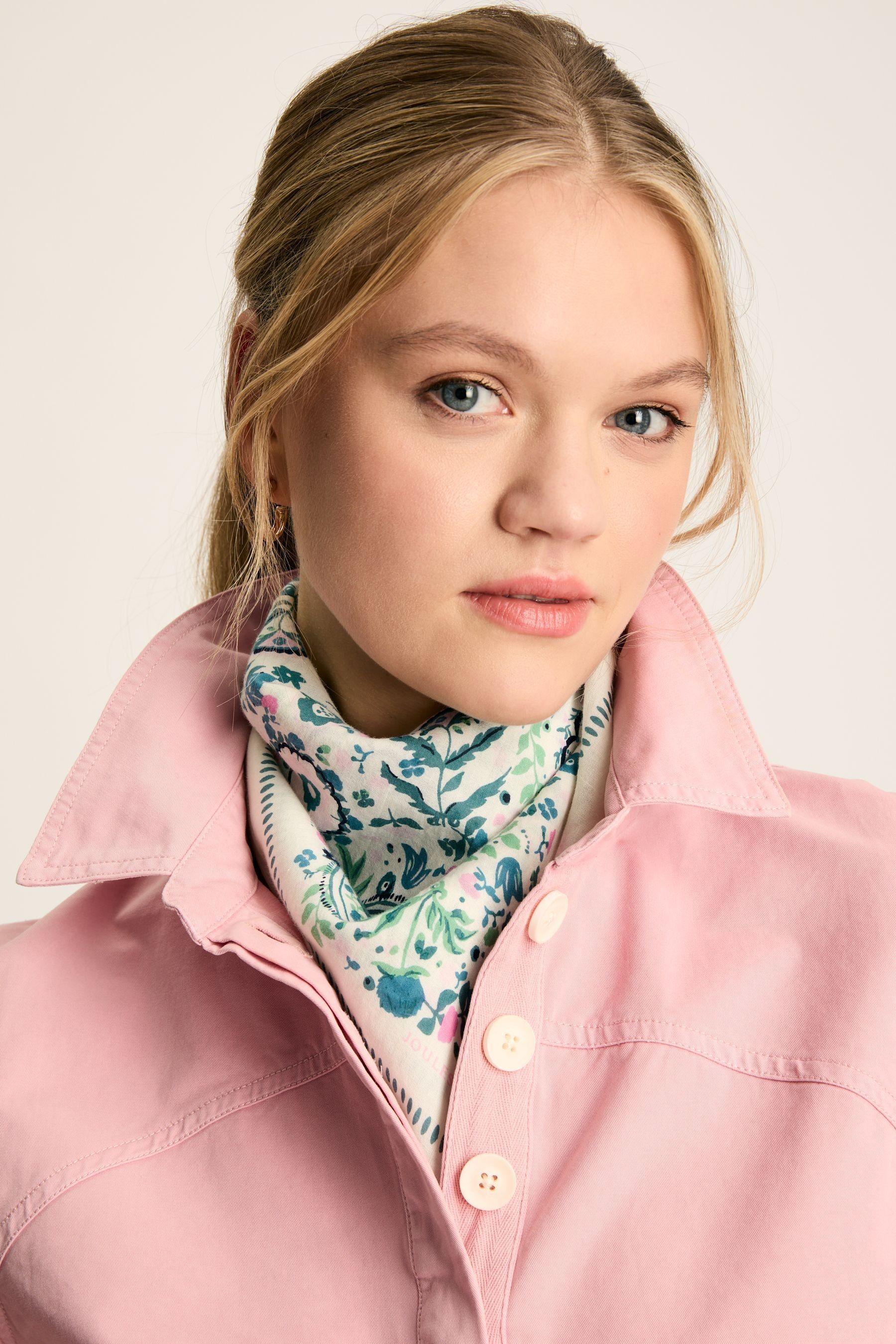 Buy Joules Kensington Cream Cotton Square Scarf from the Next UK online