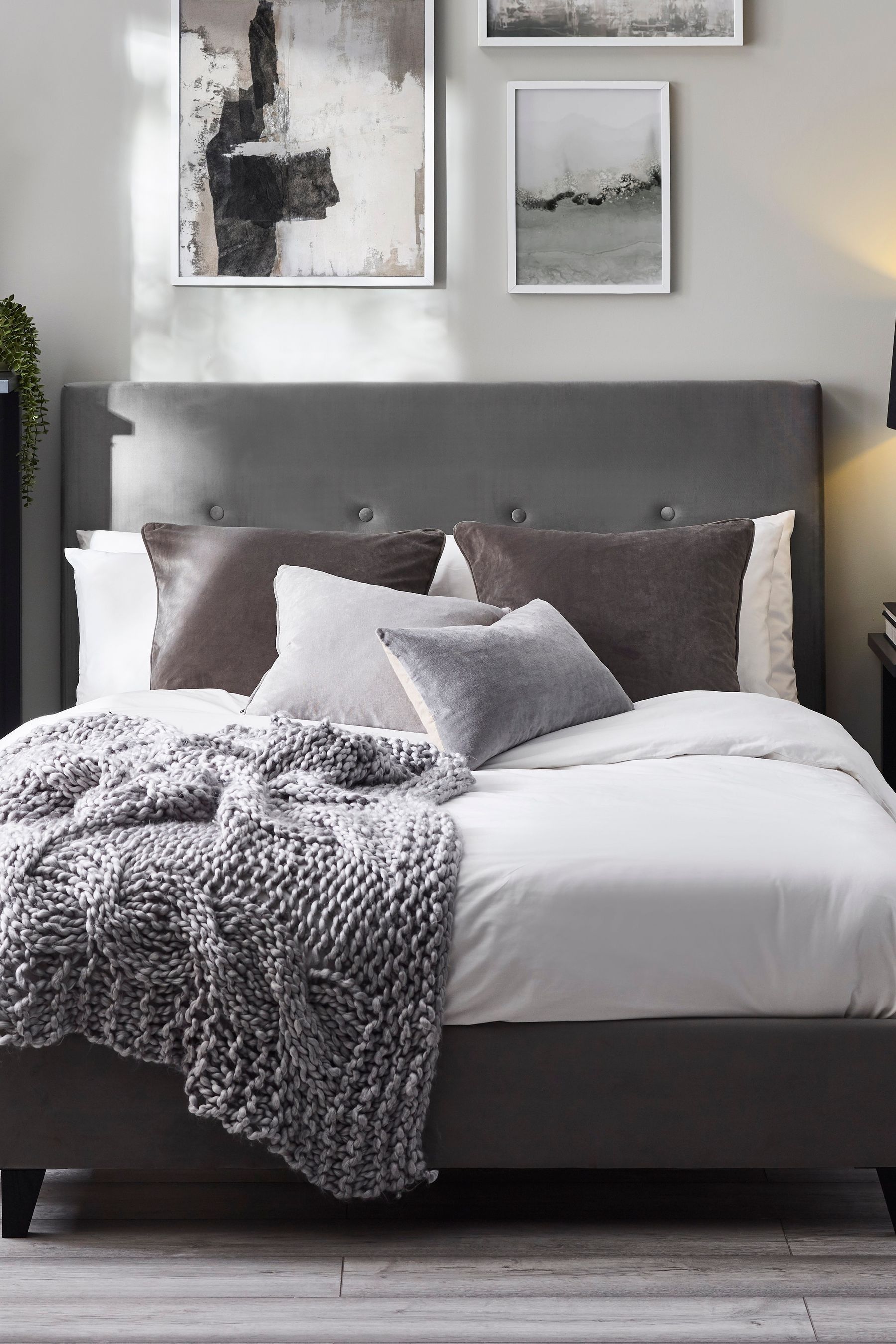 Buy Julian Bowen Grey Shoreditch High Headboard Slate Velvet Bed Frame