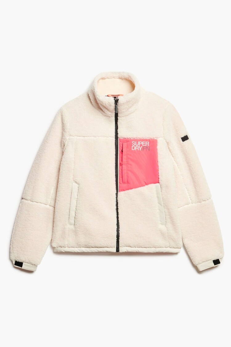 Superdry Off White Fleece Trekker Jacket - Image 1 of 1