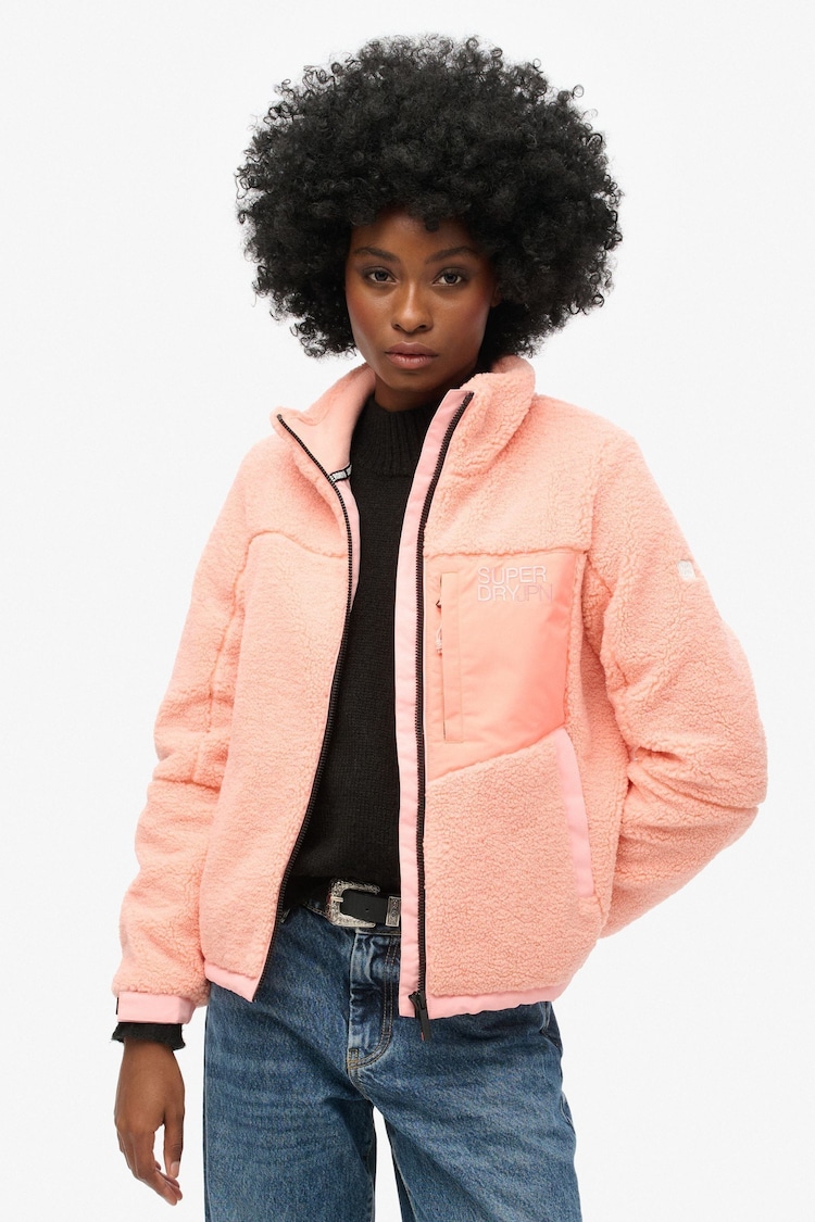 Superdry Peach Pearl Pink Fleece Trekker Jacket - Image 1 of 1