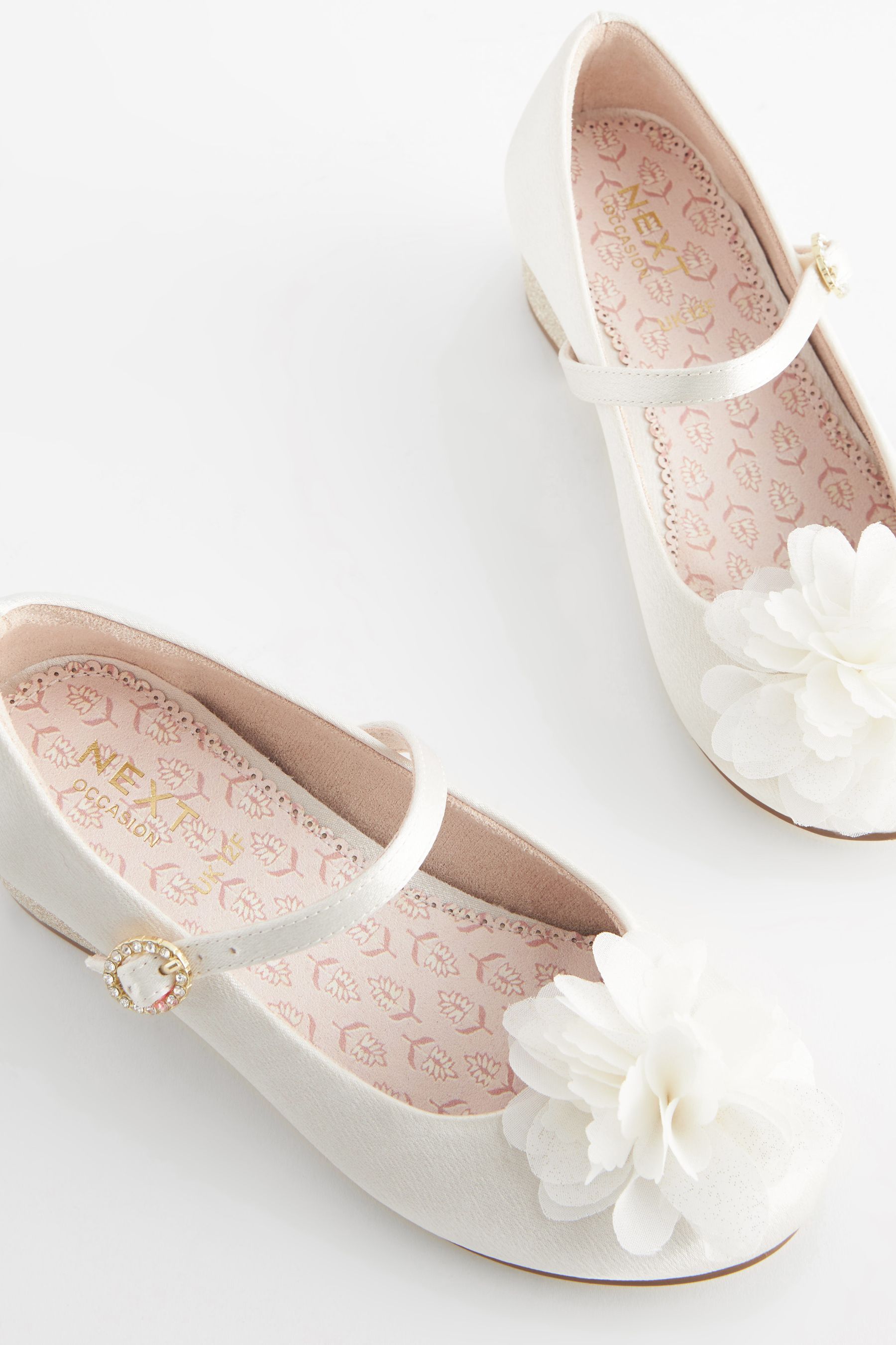 Buy Ivory Satin Stain Resistant Corsage Flower Bridesmaid Heel Shoes