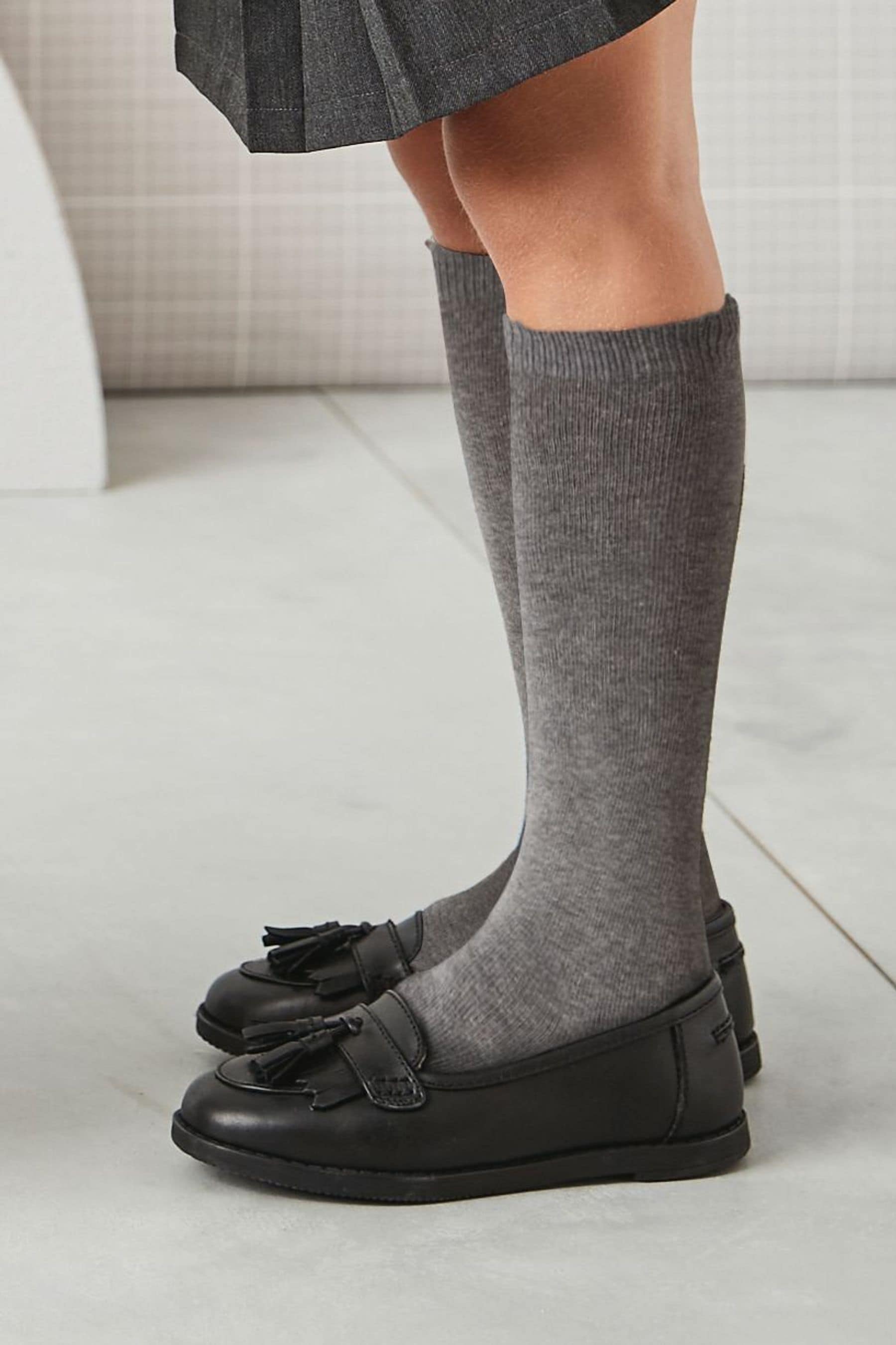 Buy Grey Grey 3 Pack Cotton Rich Knee High School Socks from the Next ...