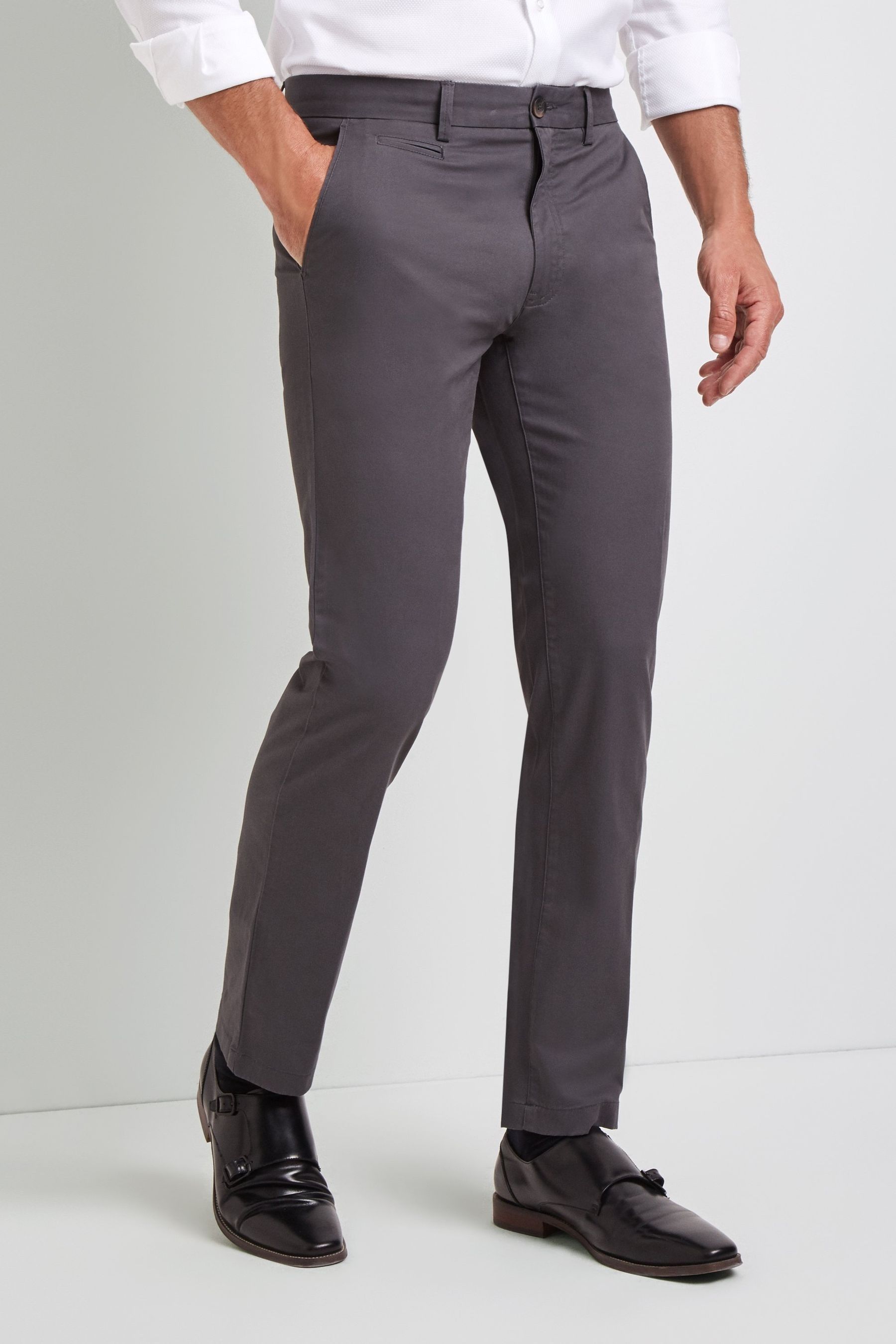 Buy MOSS Grey Tailored Fit Stretch Chinos from the Next UK online shop