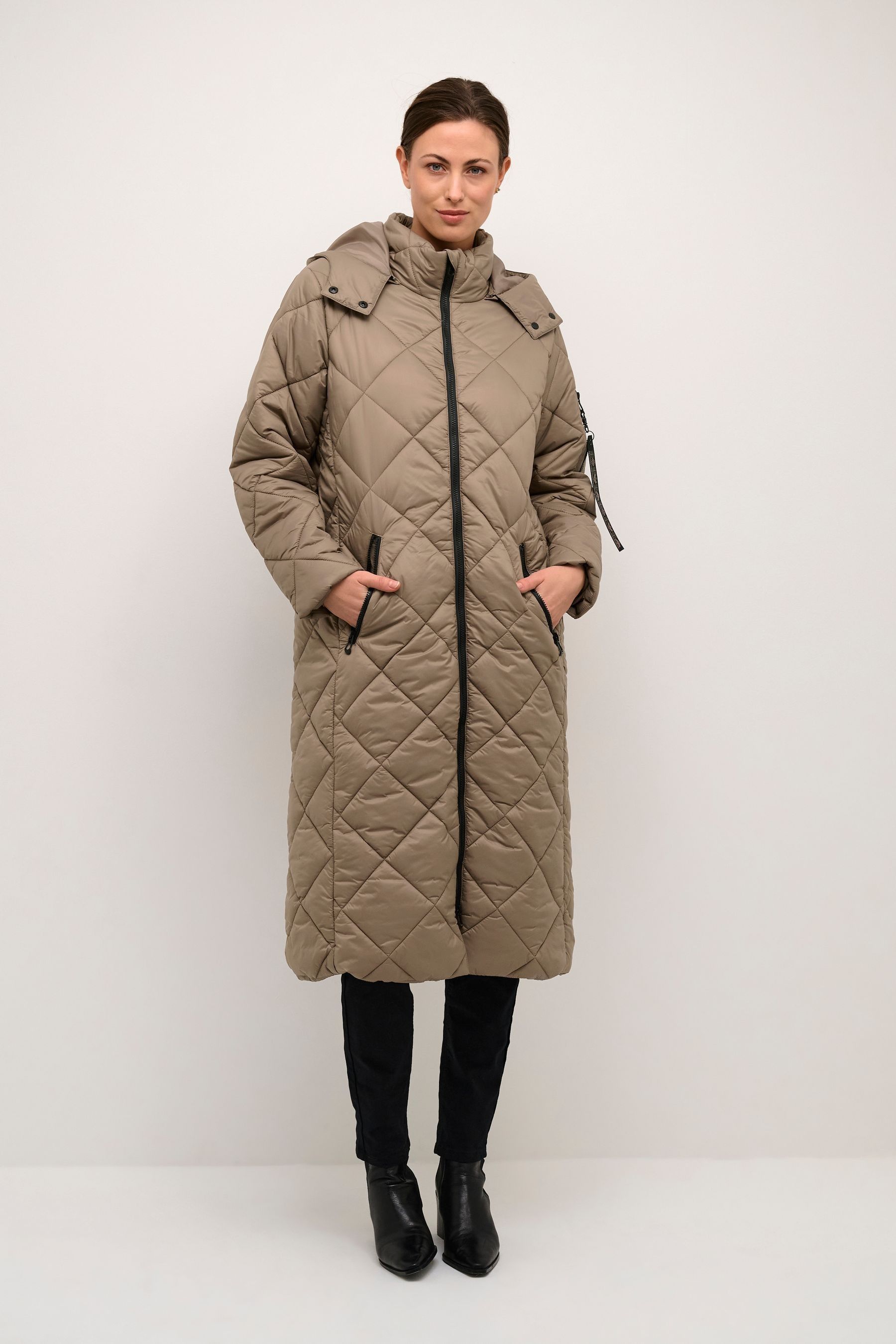 Buy Cream Gaiagro Padded Long Brown Jacket from the Next UK online shop