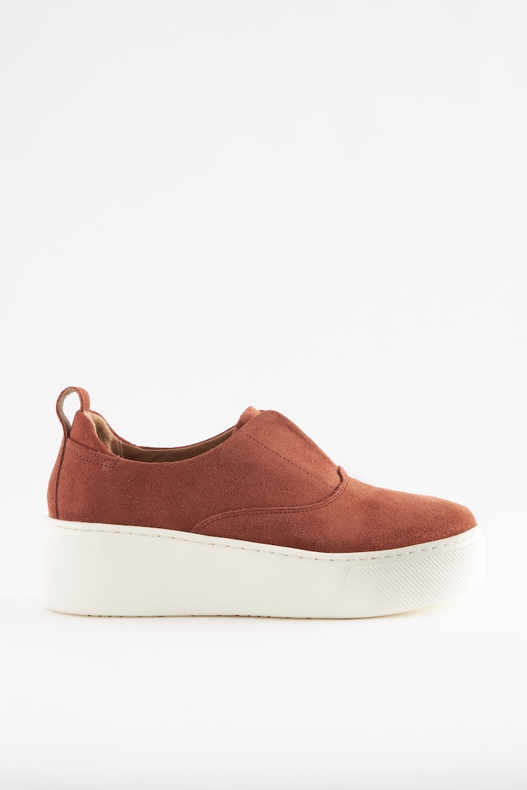 Tan Brown Slip On Signature Forever Comfort® Leather Chunky Wedge Platform Trainers - Image 1 of 1