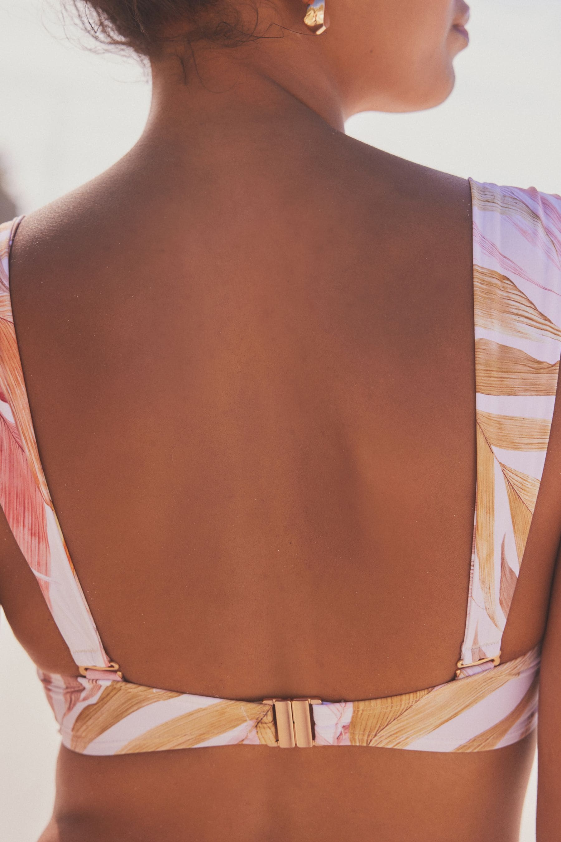 Buy ecru cream leaf shaping padded wired bandeau bikini top from next
