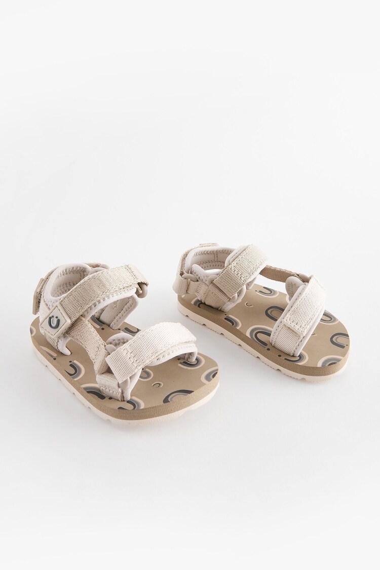 Cream Beige Standard Fit (F) Touch Fastening Adjustable Strap Tape Trekker Sandals - Image 1 of 1