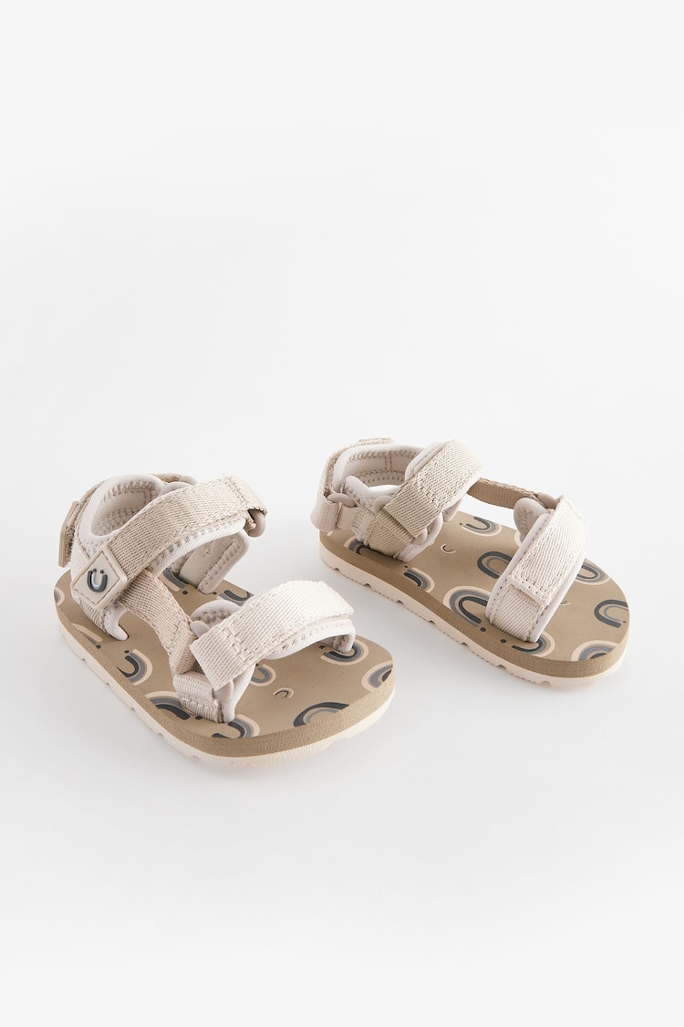 Cream Beige Standard Fit (F) Touch Fastening Adjustable Strap Tape Trekker Sandals - Image 1 of 1 Cream Beige Standard Fit (F) Touch Fastening Adjustable Strap Tape Trekker Sandals - Image 1 of 1