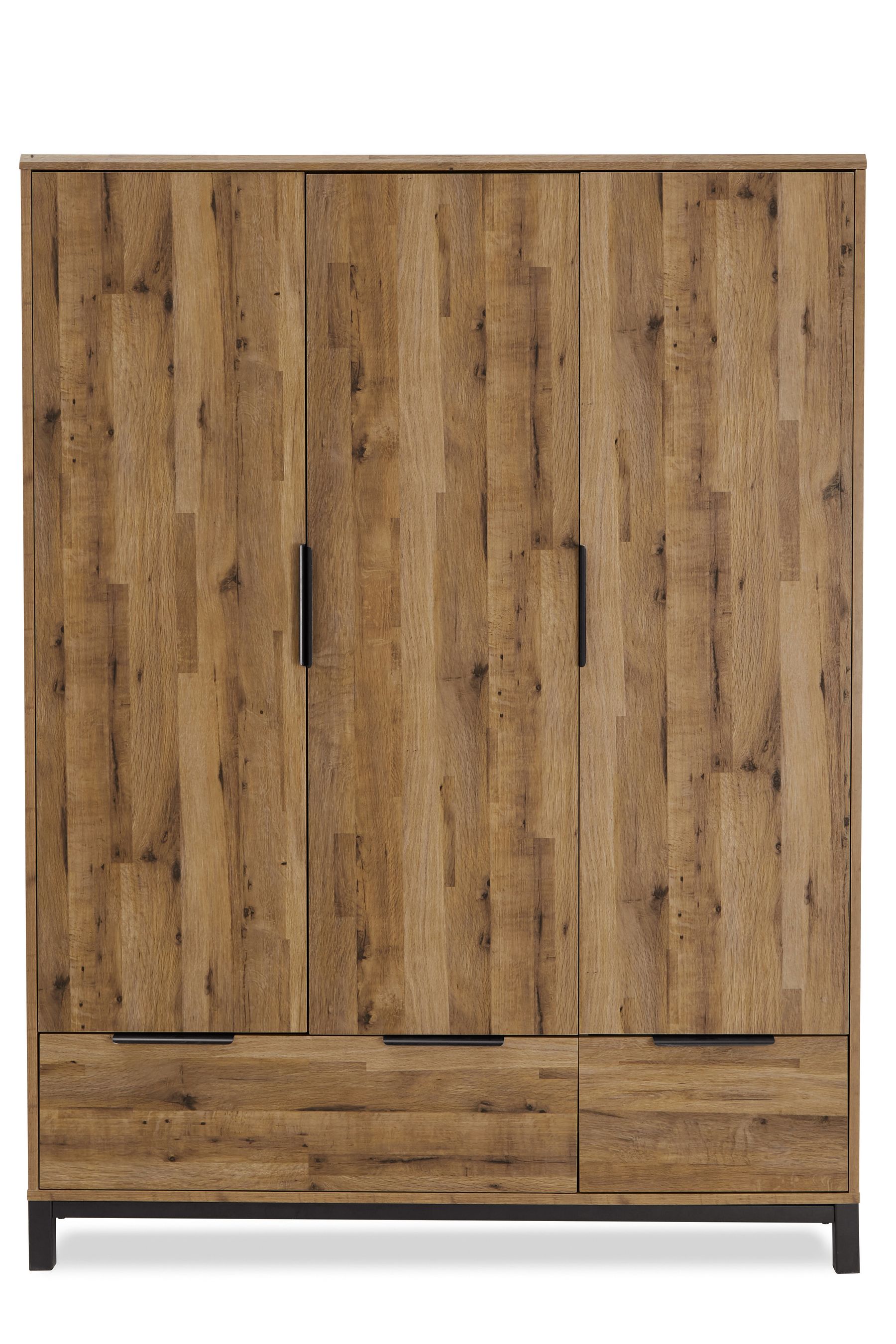 Buy Dark Bronx Oak Effect Triple, 2 Drawers Wardrobe from the Next UK