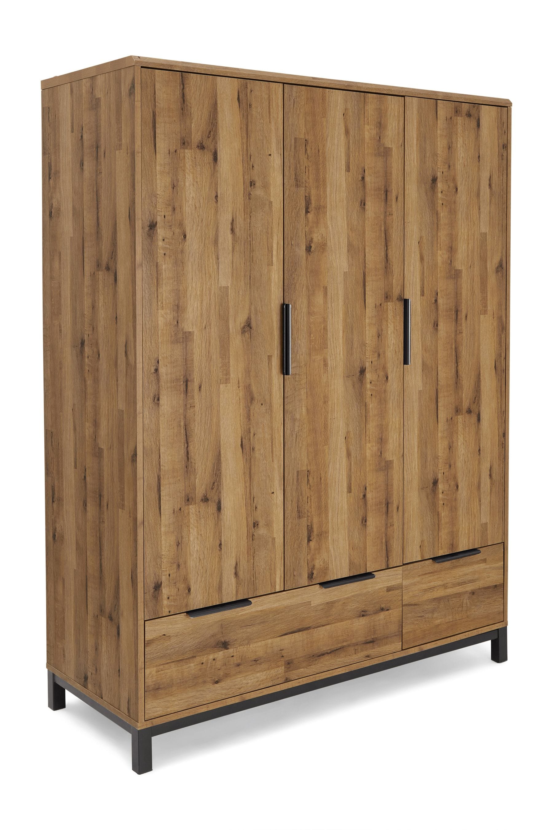 Buy Dark Bronx Oak Effect Triple, 2 Drawers Wardrobe from the Next UK