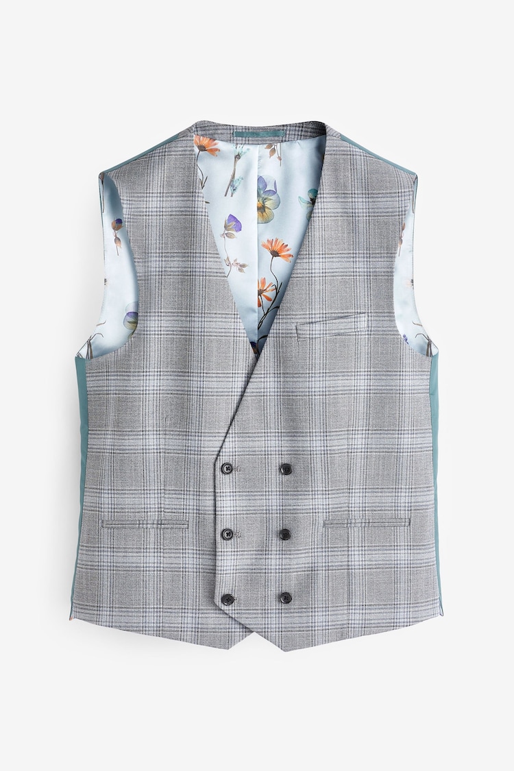 Light Grey Regular Fit Check Suit Waistcoat - Image 1 of 1