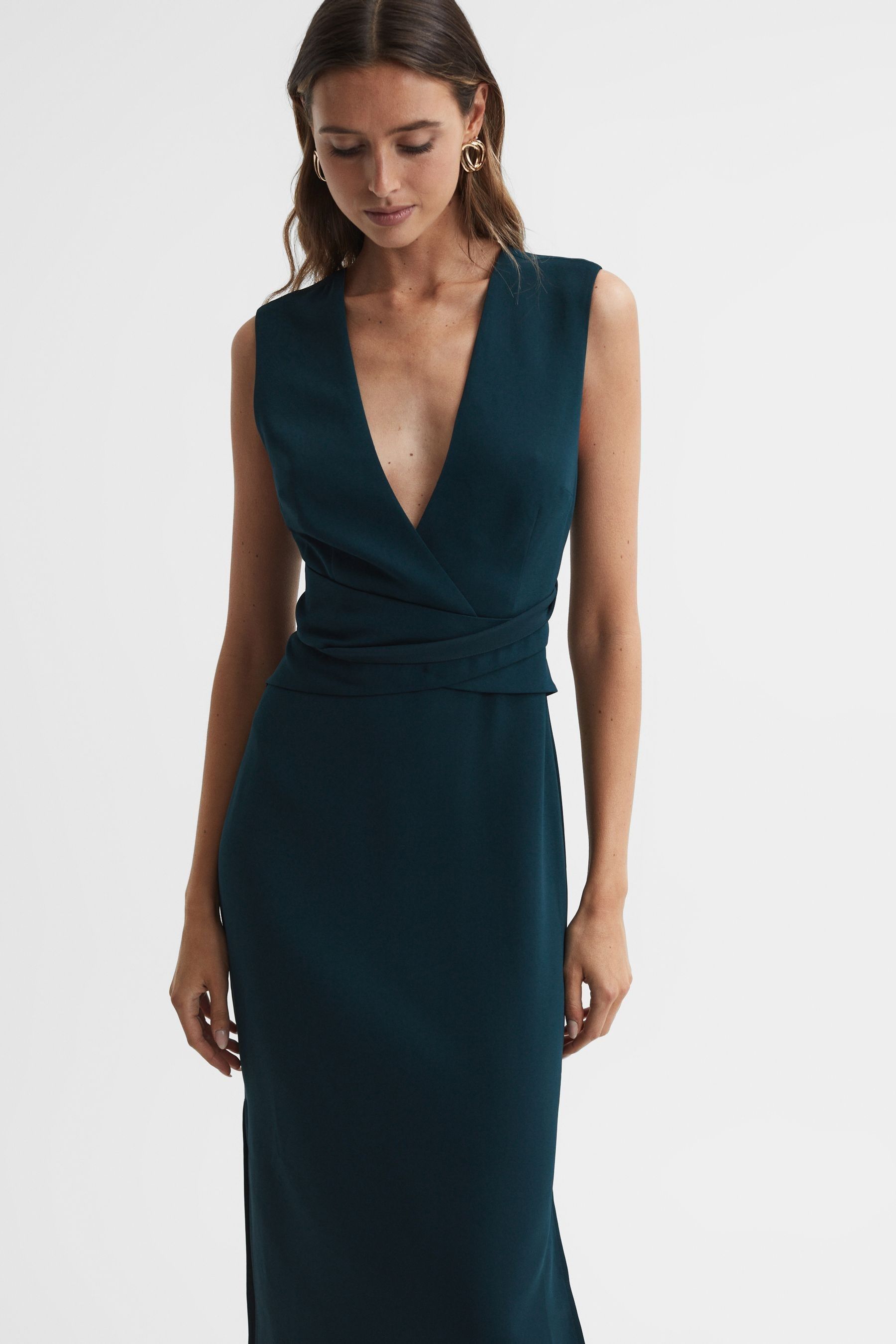 Buy Reiss Jayla Fitted Wrap Design Midi Dress from the Next UK online shop