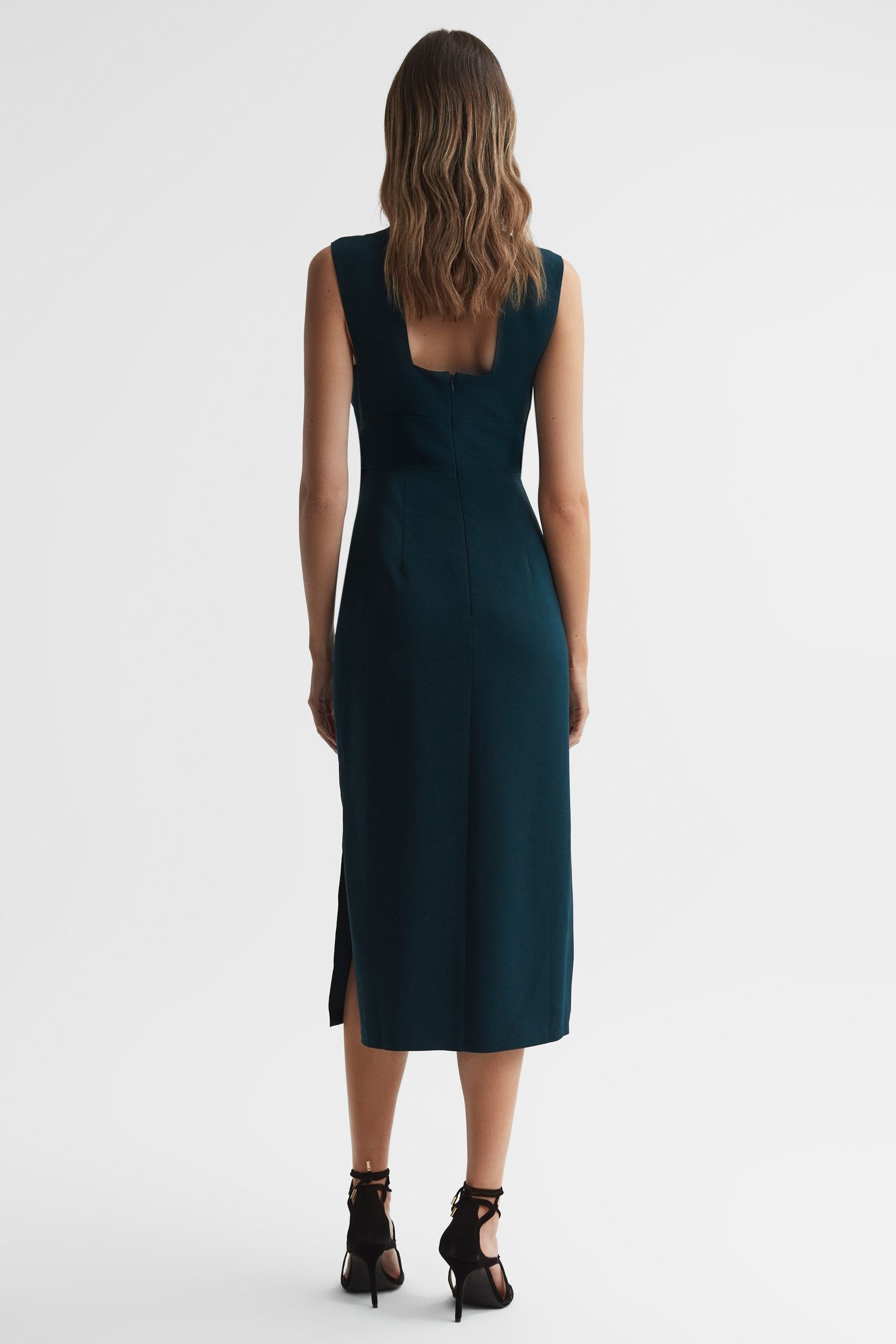 Buy Reiss Teal Jayla Fitted Wrap Design Midi Dress from the Next UK ...