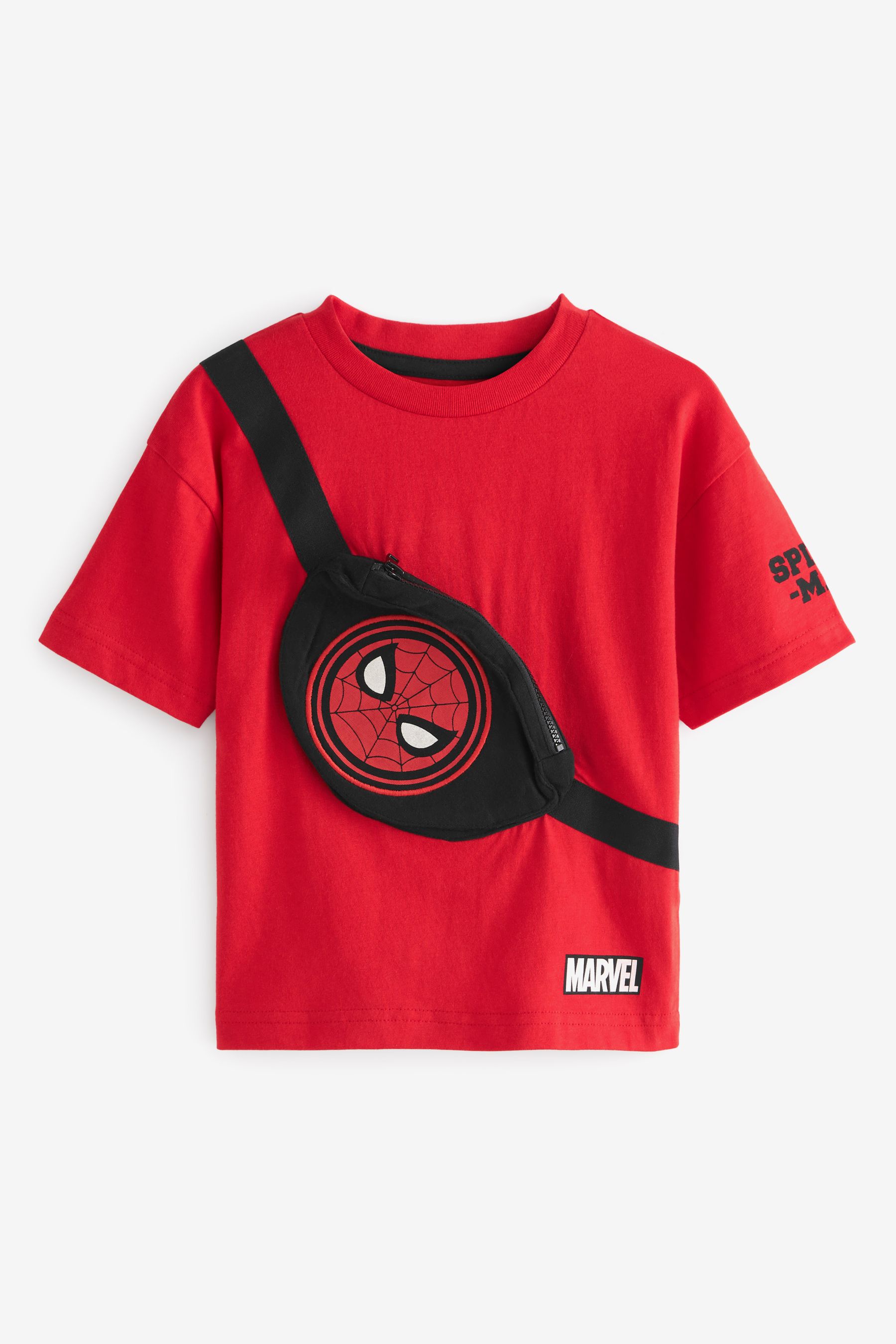 Buy Red Marvel Spider-Man Short Sleeve 100% Cotton Bumbag T-Shirt