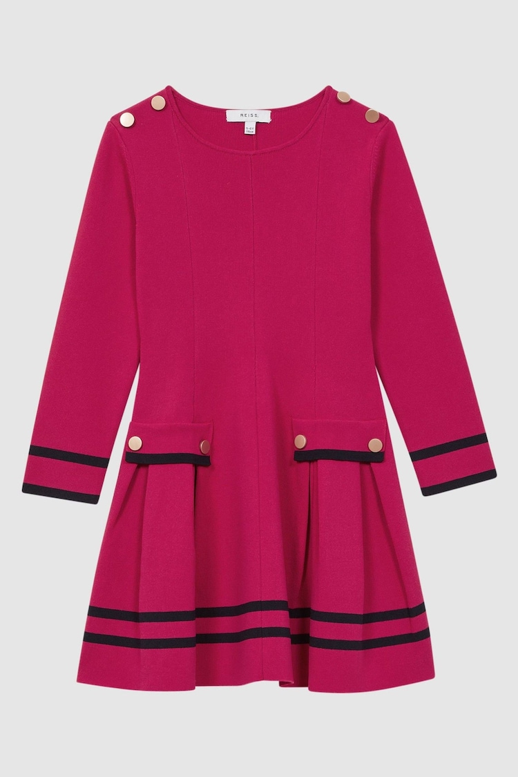 Reiss Bright Pink Paige 4-9 yrs Knitted Flared Dress - Image 1 of 1