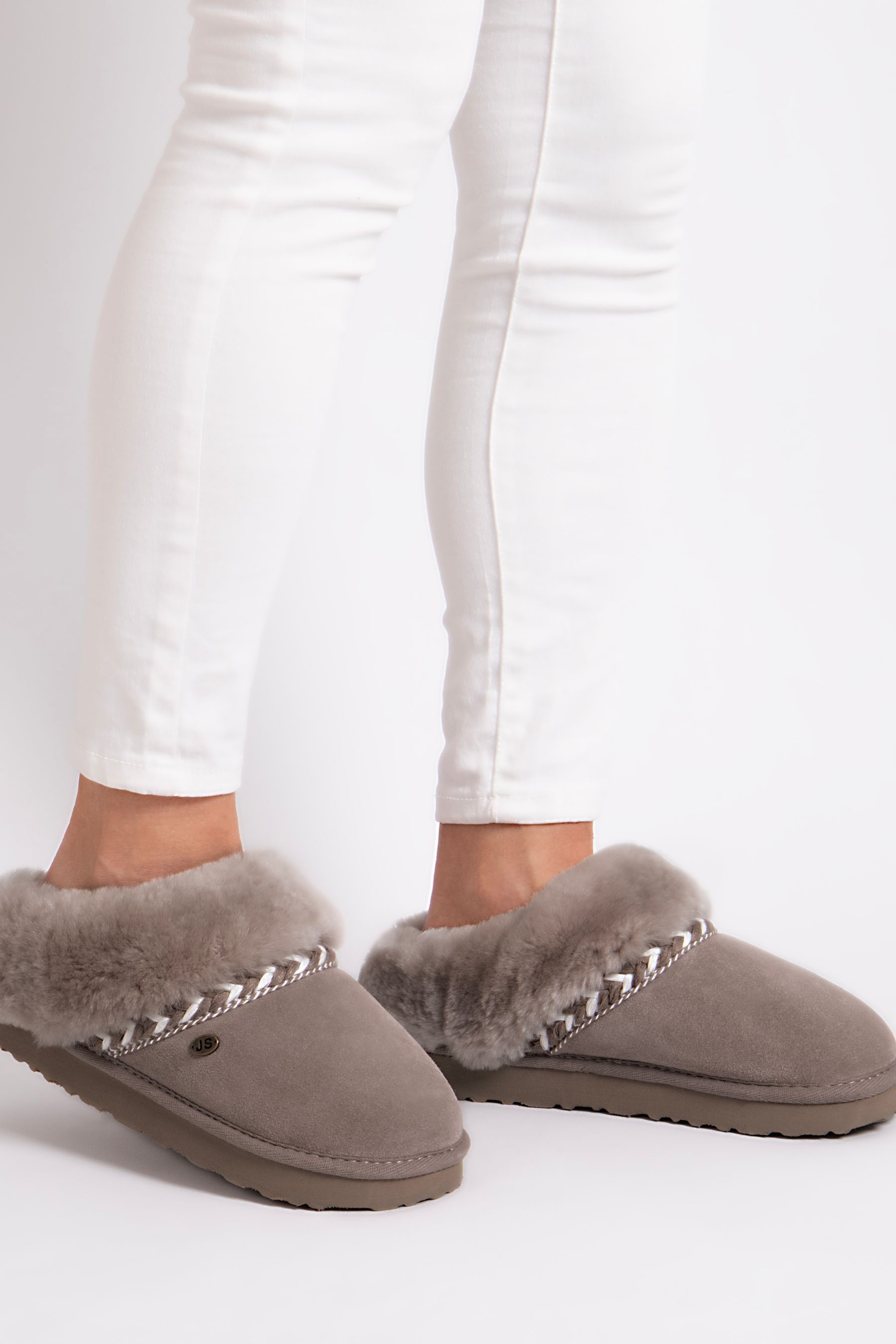Buy Totes Light Grey Sheepskin Ladies Phoebe Slippers from Next Luxembourg