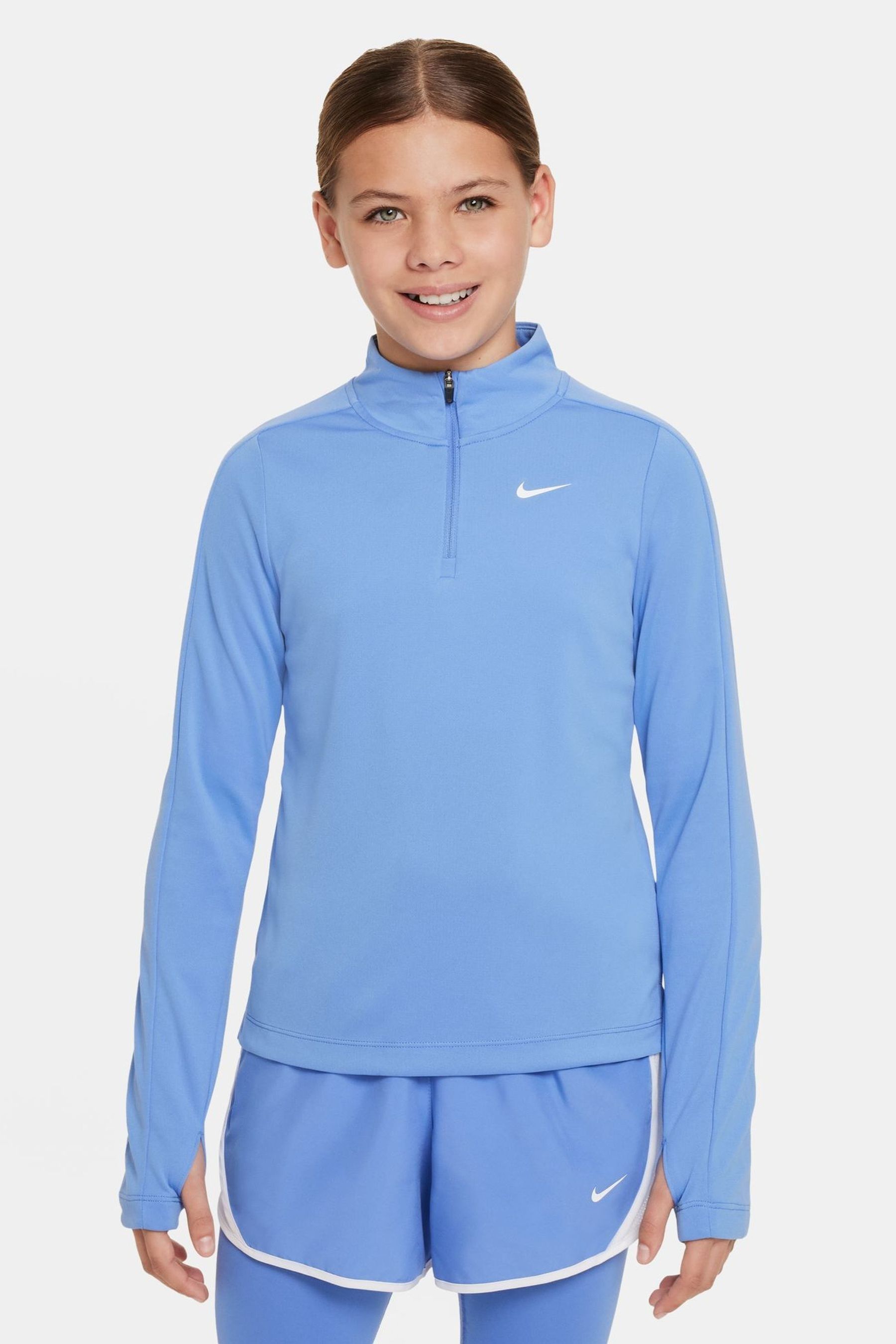Buy Nike Blue Dri-FIT Half Zip Long Sleeve Running Sweat Top from the ...
