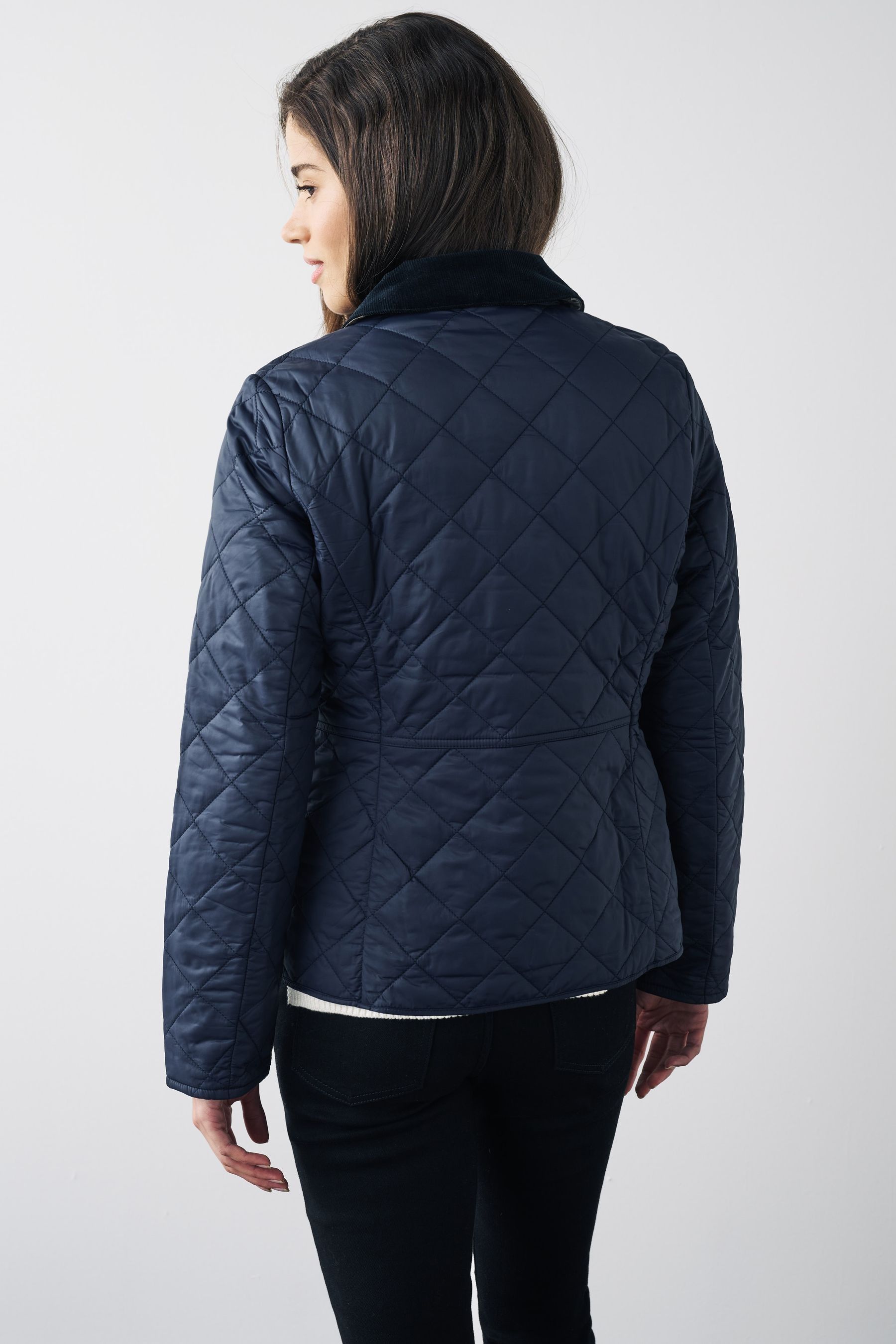 Buy Barbour® Navy Deveron Diamond Quilt Lightweight Jacket from the ...