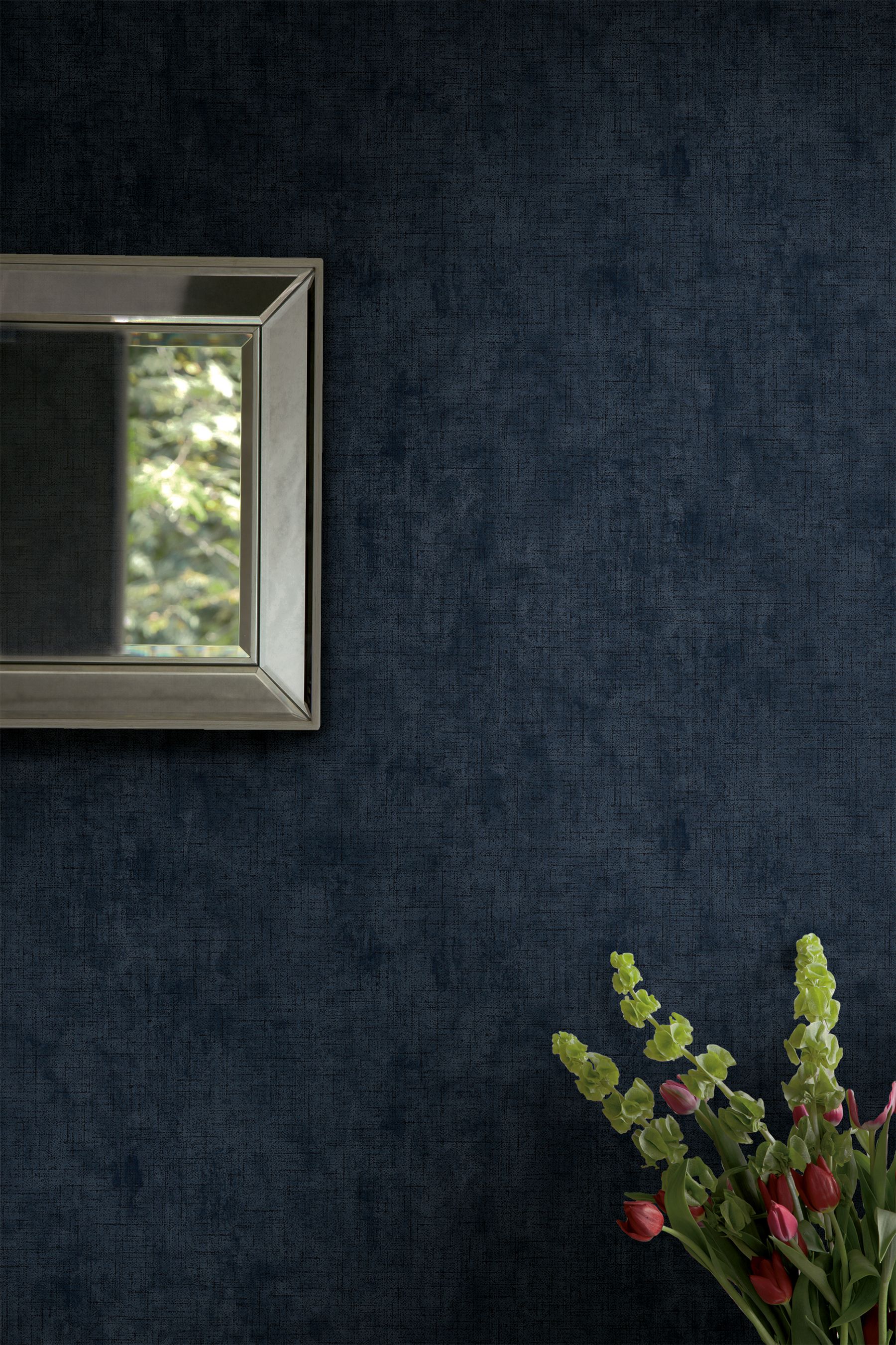 Buy Laura Ashley Midnight Seaspray Blue Plain Textured Wallpaper