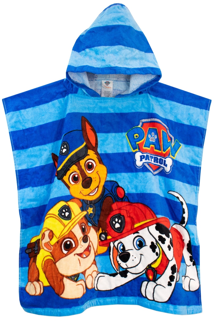 Character Blue Paw Patrol License Kids Printed Swim And Beach 100% Cotton Towel Poncho - Image 1 of 1