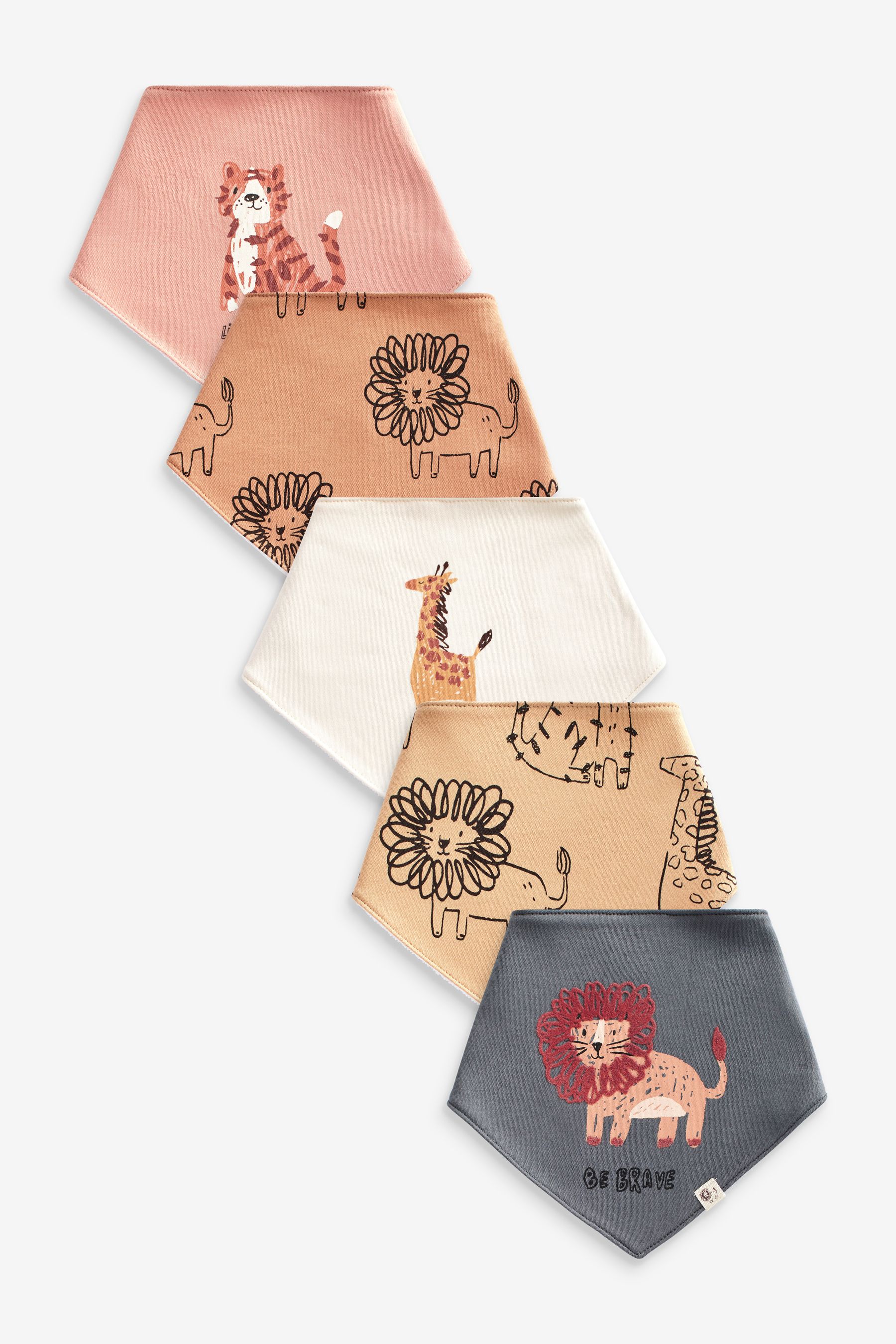 Buy Monochrome Animal Baby Bibs 5 Pack from the Next UK online shop