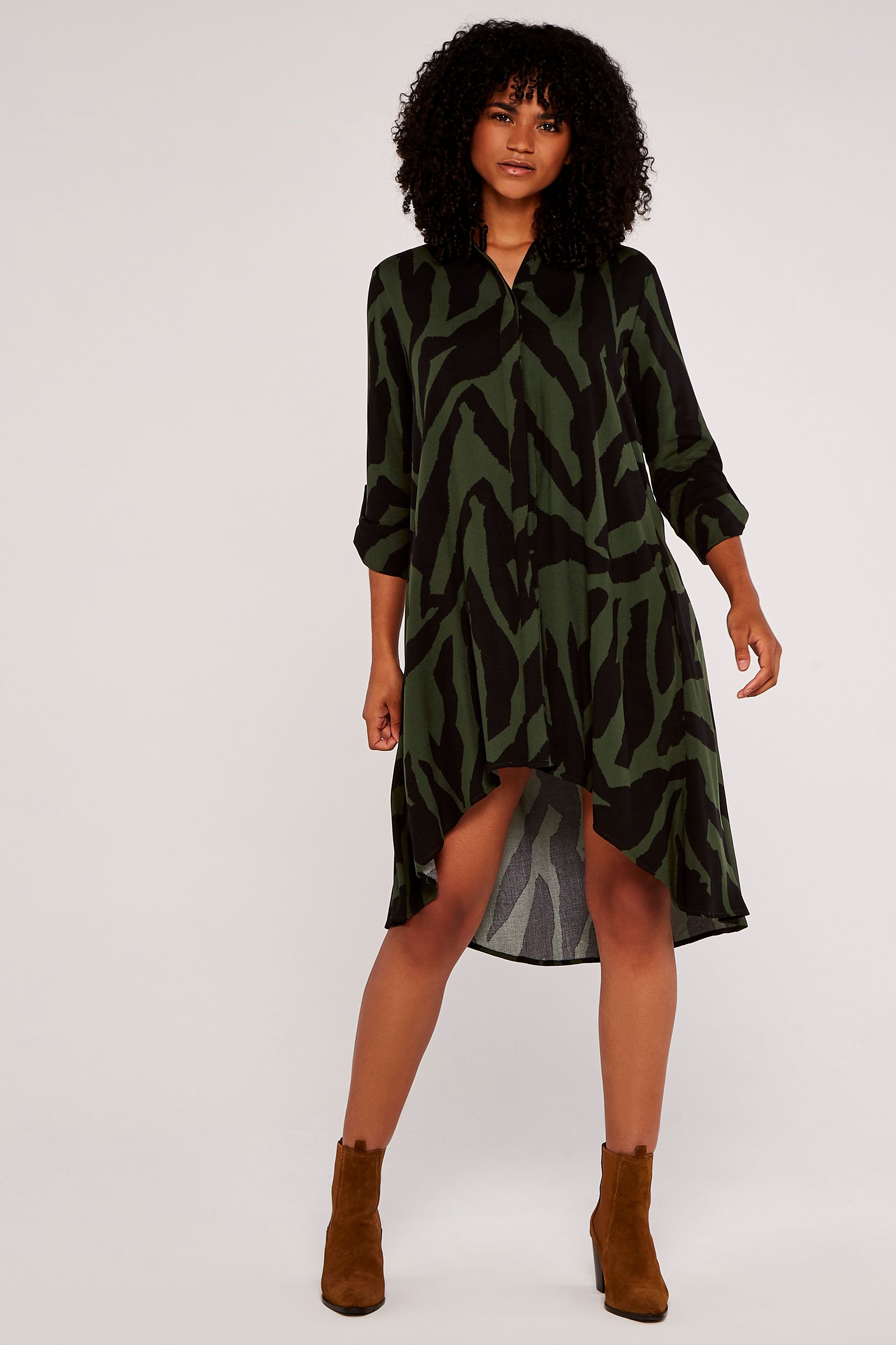 Buy Apricot Khaki Green Zebra Oversized High Low Dress from the Next UK