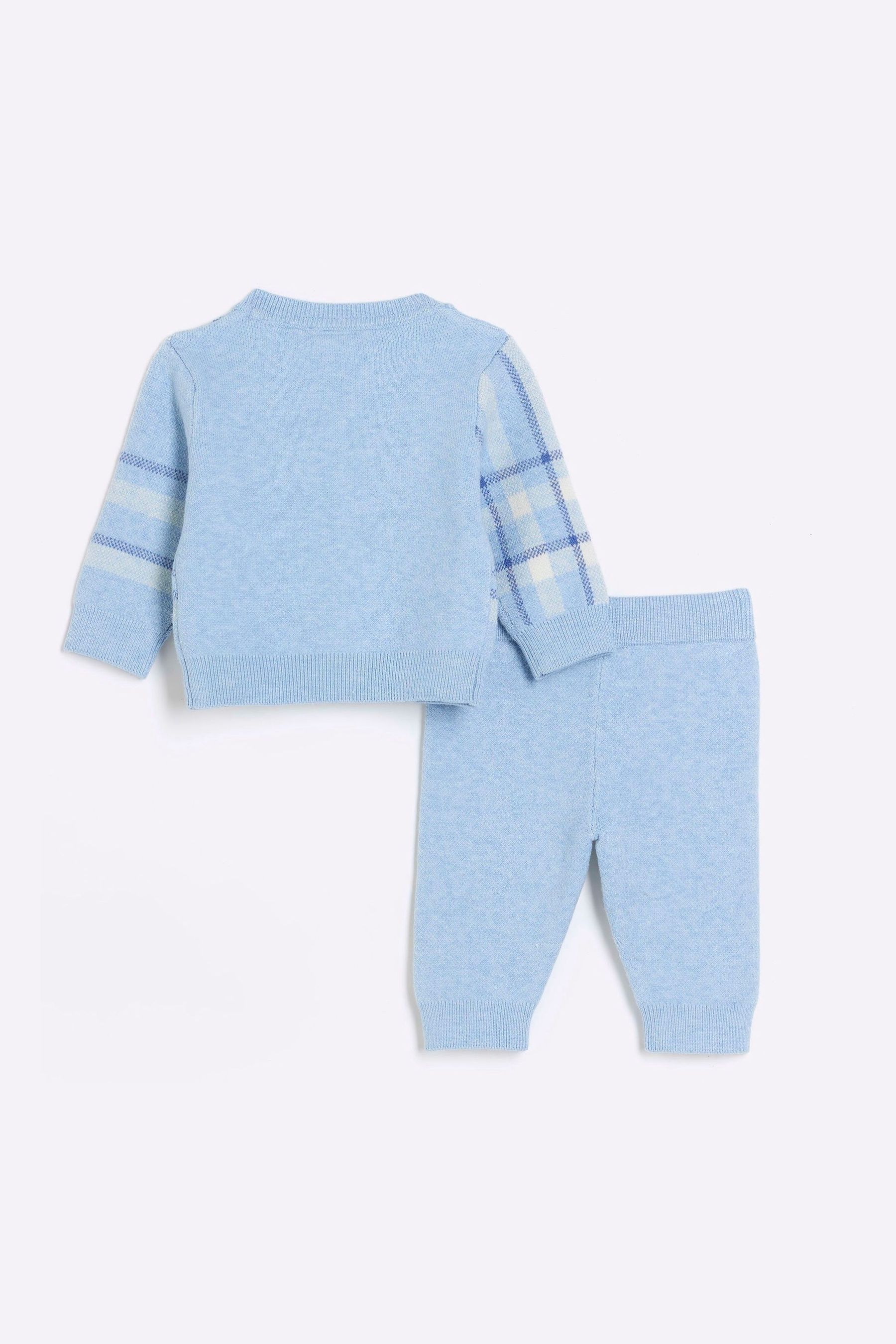 Buy River Island Blue Baby Boys Check Knitted Set from Next United Arab