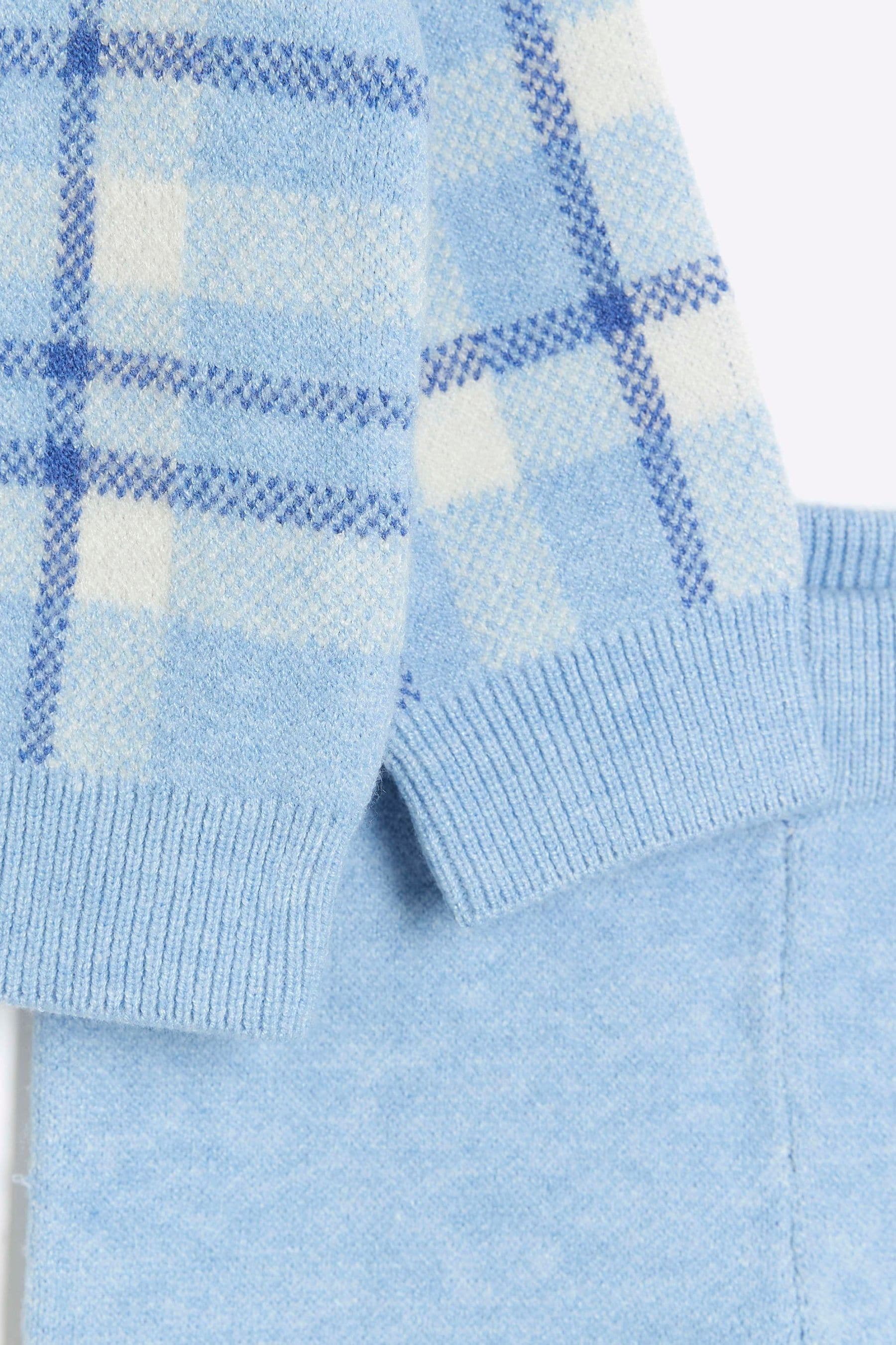 Buy River Island Blue Baby Boys Check Knitted Set from Next United Arab
