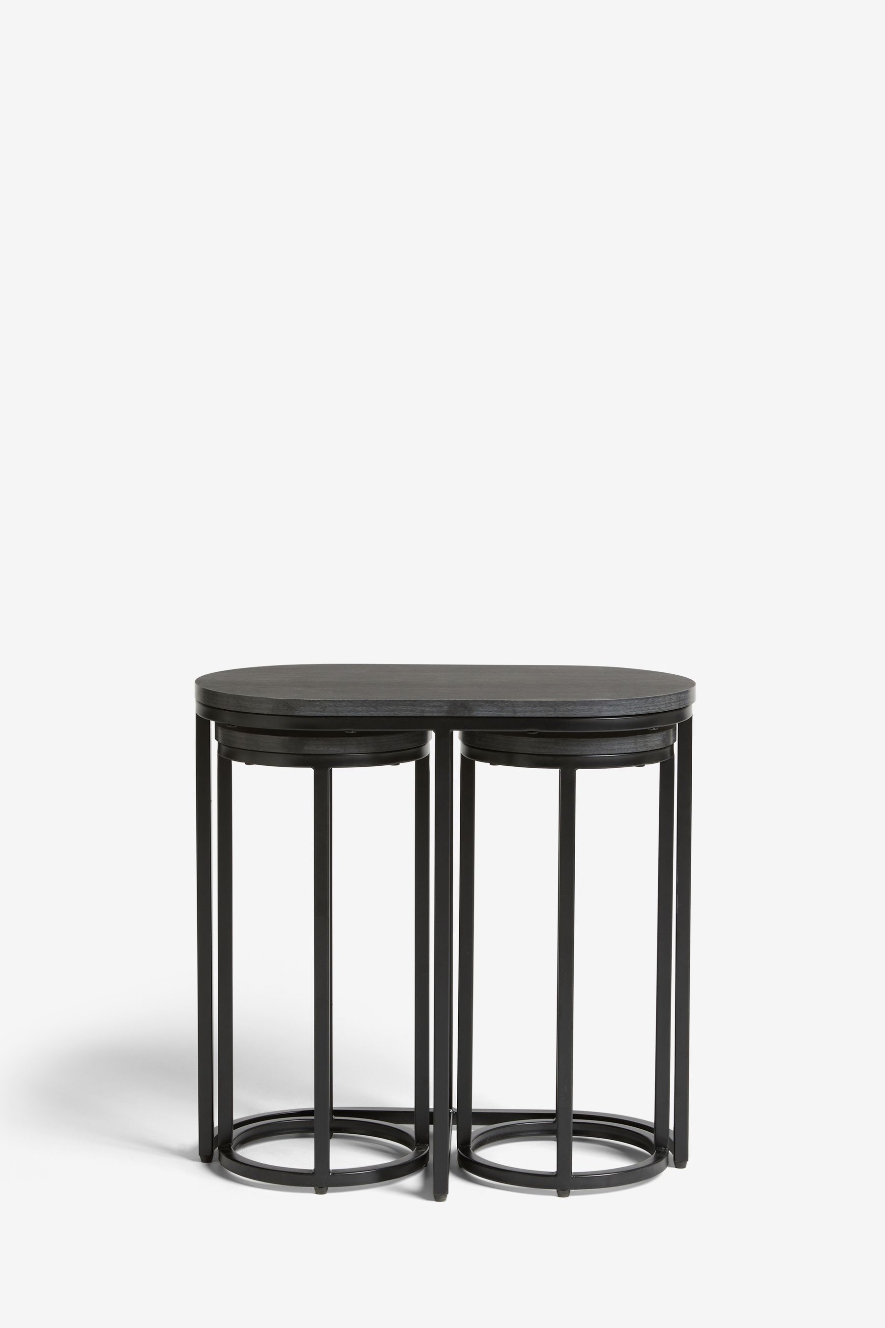 Buy Black Bronx Oak Effect Round Set of 3 Nest of Tables from the Next