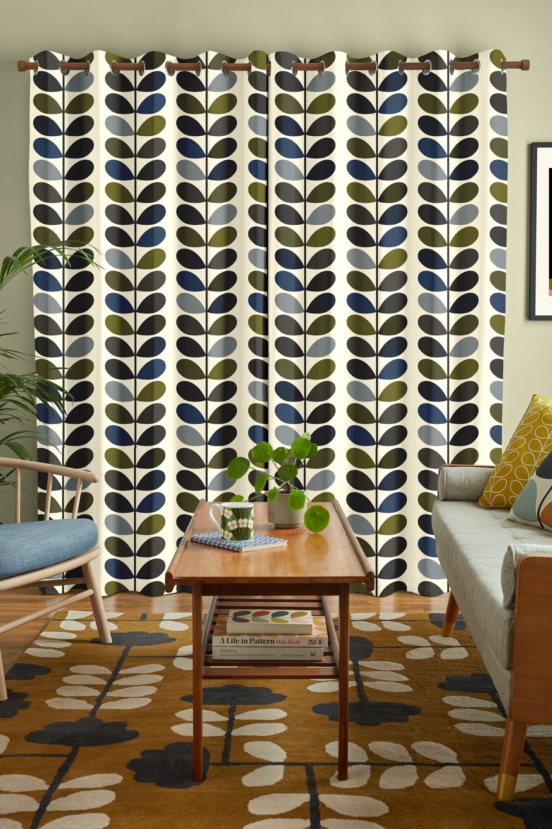 Buy Orla Kiely Green Multi Stem Made To Measure Curtains from the Next