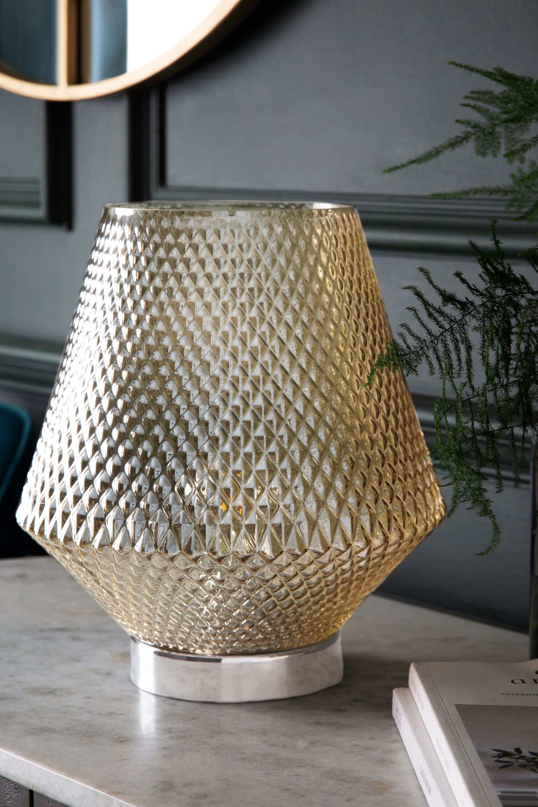 Buy Champagne Gold Battery Operated Large Tapered Ambient Lamp from