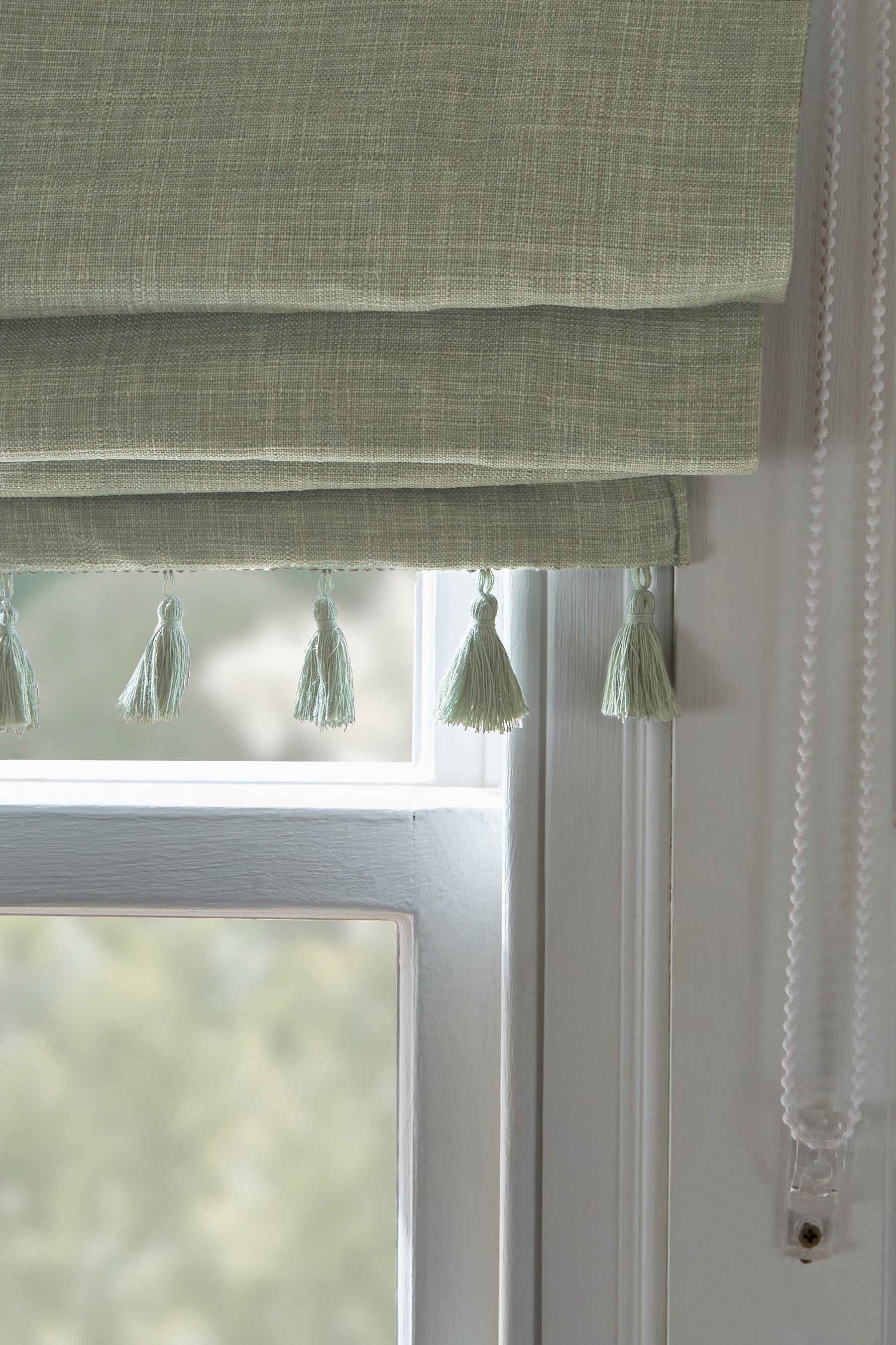 Buy Ready Made Textured Tassel Edge Blackout Roman Blinds from the Next